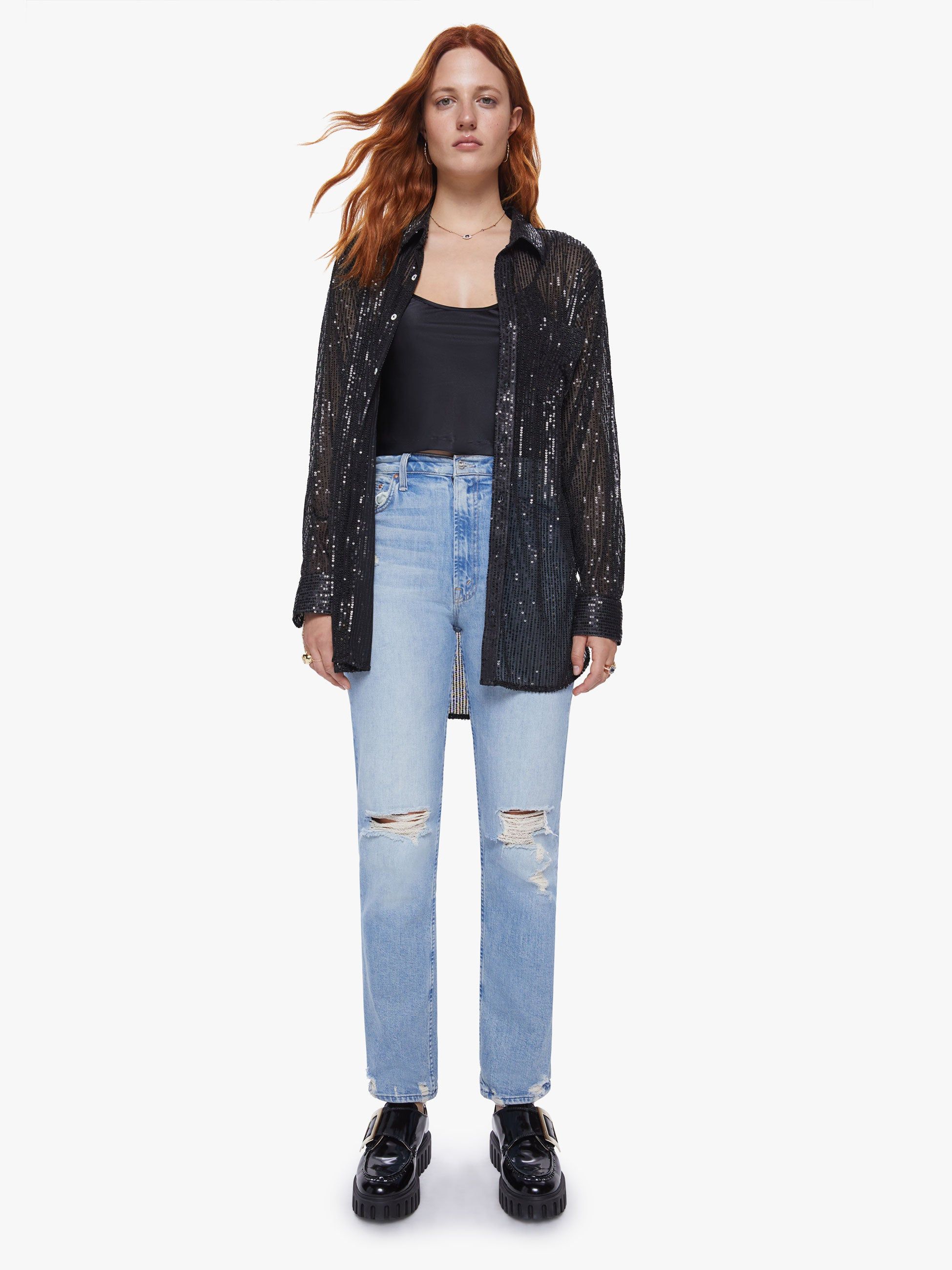 SPRWMN Oversized Shirt with Pocket - Black sold by MOTHER product image thumbnail 5