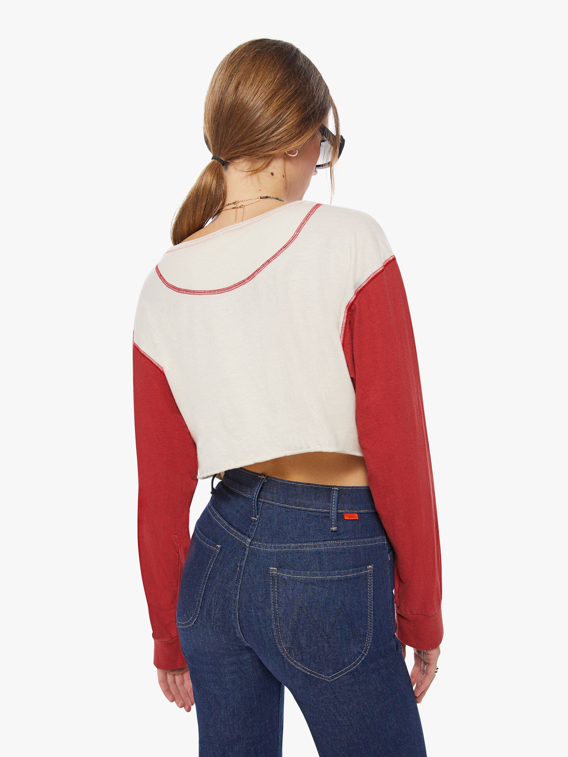 The Dugout Scoop Crop - White And Haute Red sold by MOTHER product image thumbnail 3