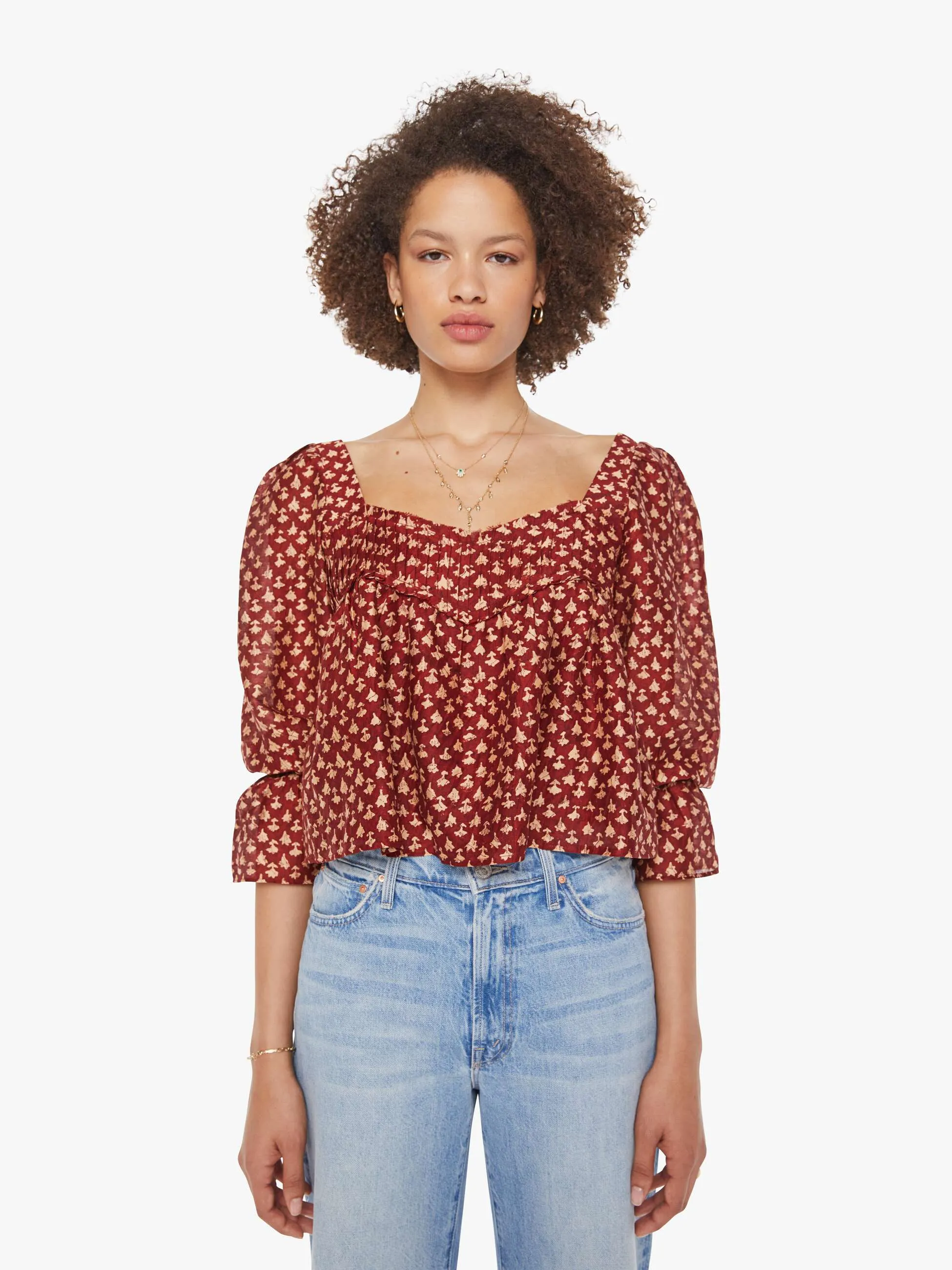 Alix of Bohemia Priya Top - Mahogany Bhutti sold by MOTHER