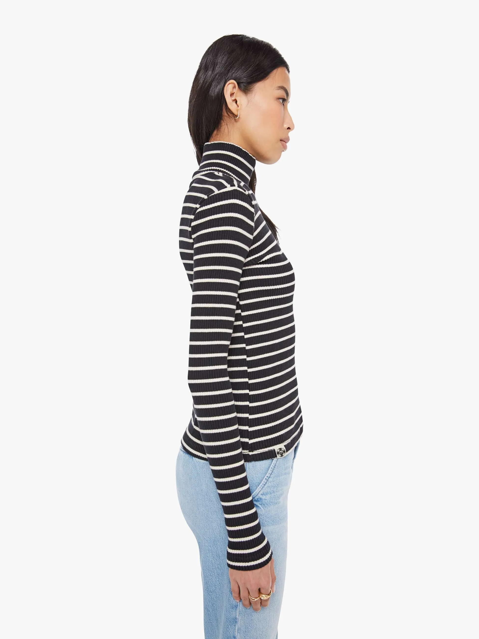 The Long Sleeve Hickey - Black And White Stripe sold by MOTHER product image thumbnail 3