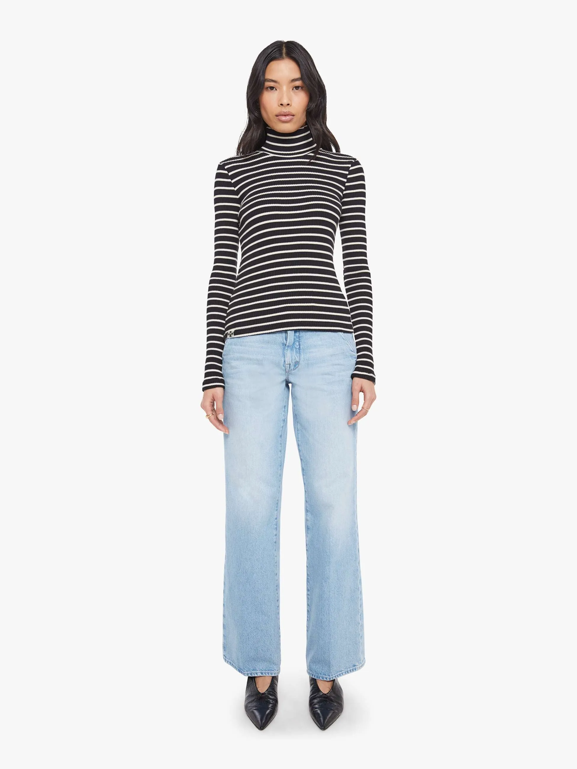 The Long Sleeve Hickey - Black And White Stripe sold by MOTHER product image thumbnail 5