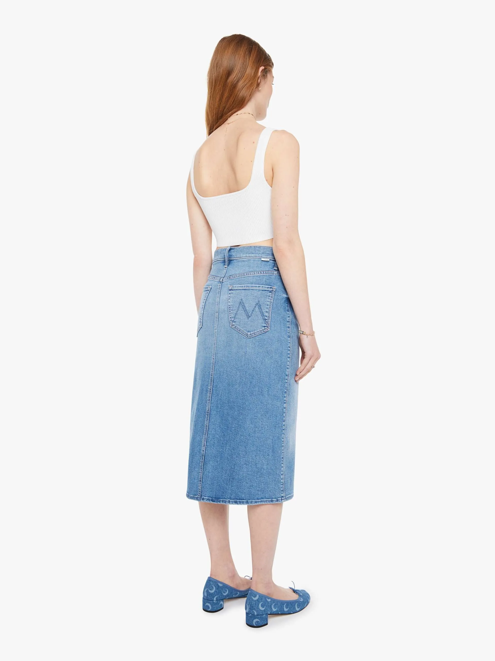 The Swooner Straight A Midi Skirt - Ride Hard, Live Louder sold by MOTHER product image thumbnail 4