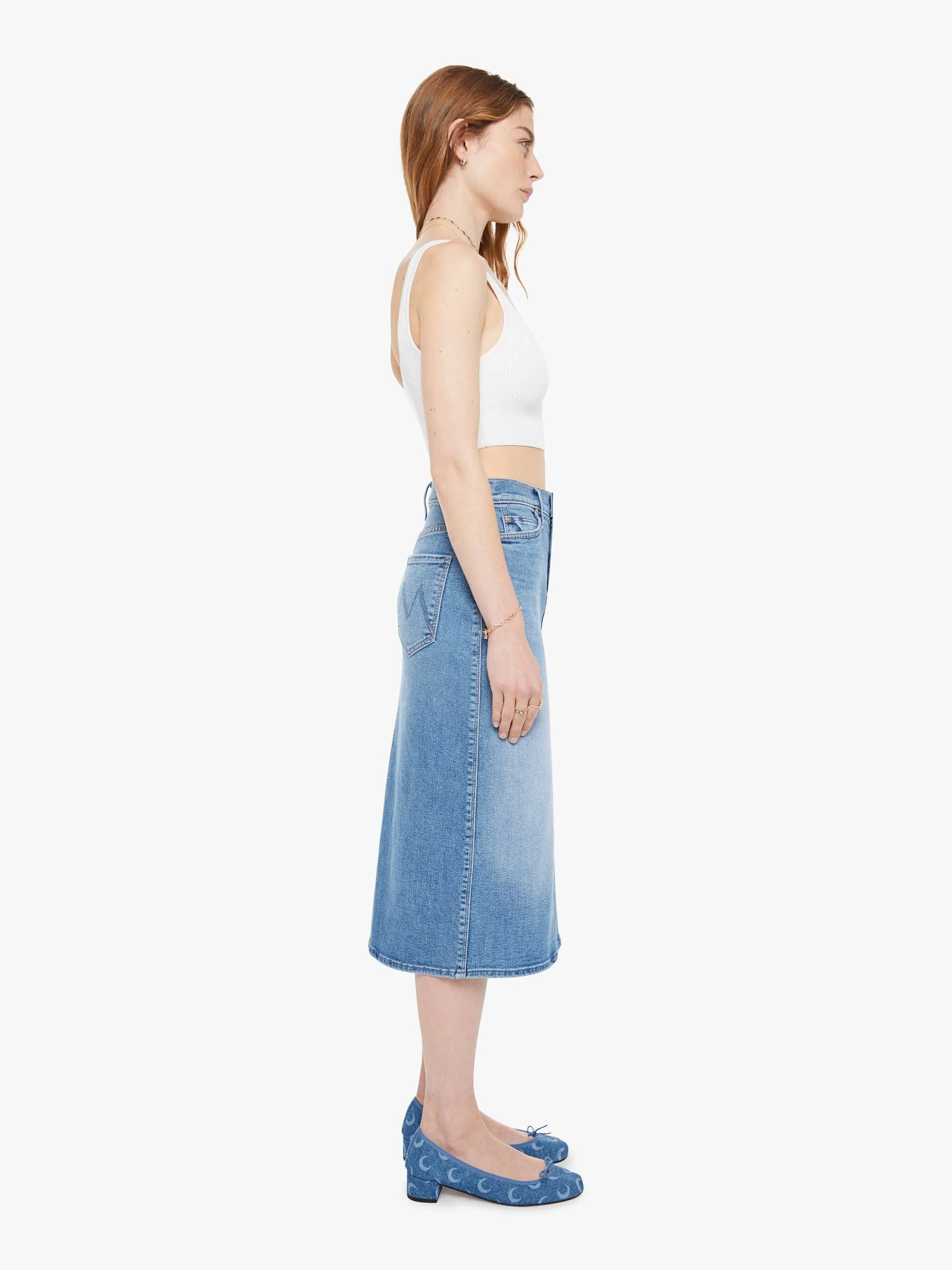 The Swooner Straight A Midi Skirt - Ride Hard, Live Louder sold by MOTHER product image thumbnail 3