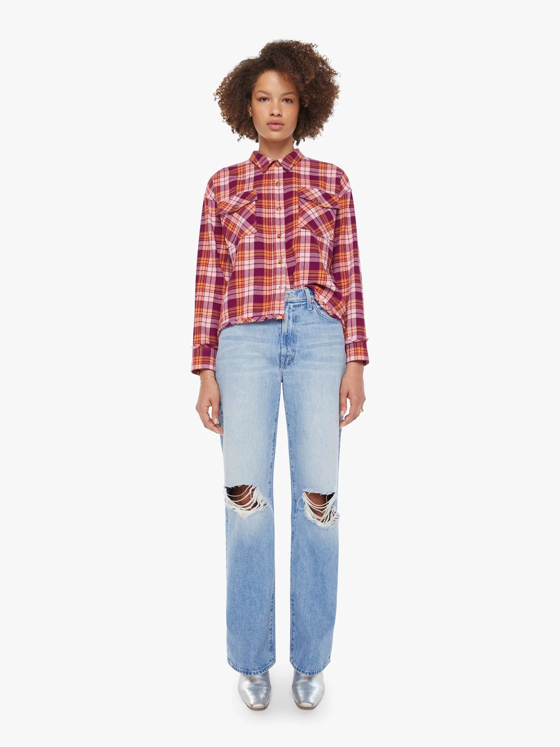 XiRENA Ian Shirt - Pink Orange Plaid sold by MOTHER product image thumbnail 5