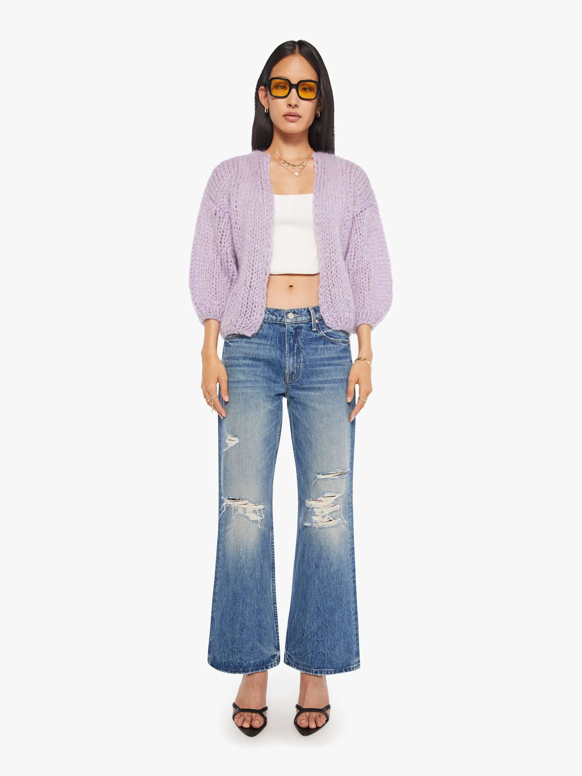 Maiami Mohair Bomber Cardigan - Soft Lavender sold by MOTHER product image thumbnail 4
