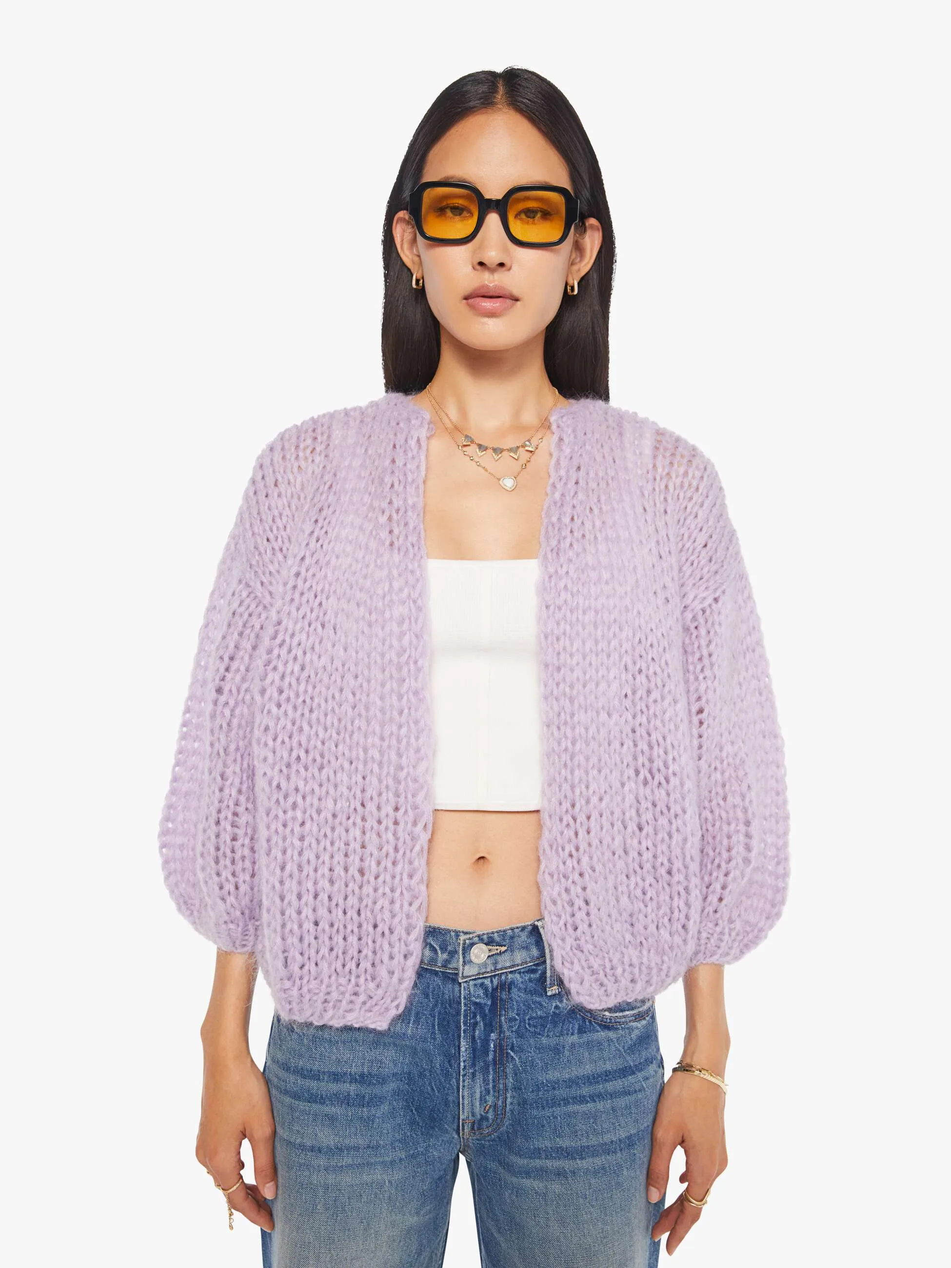 Maiami Mohair Bomber Cardigan - Soft Lavender sold by MOTHER