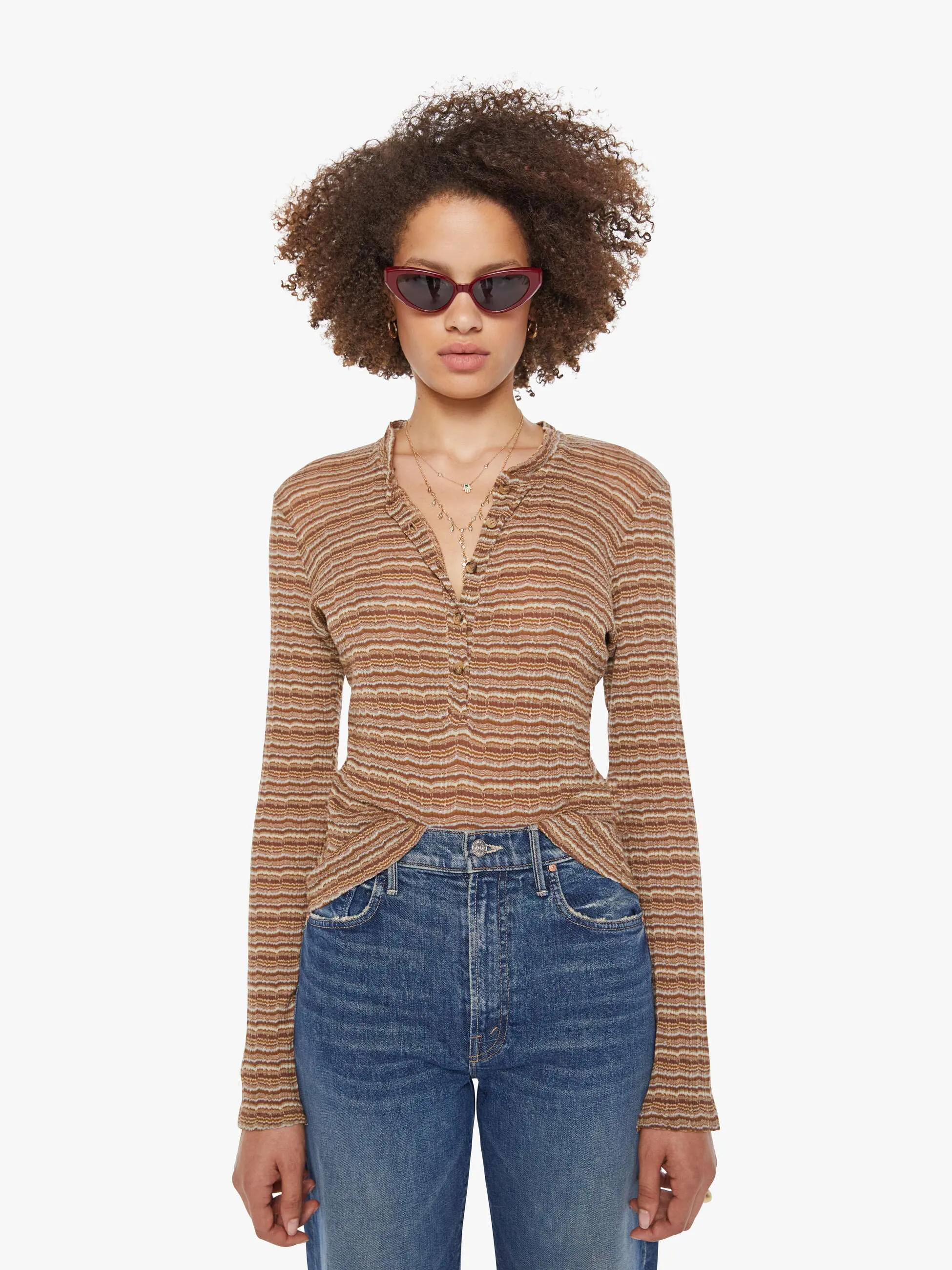 SPRWMN L/S Henley Top - Vintage Brown sold by MOTHER