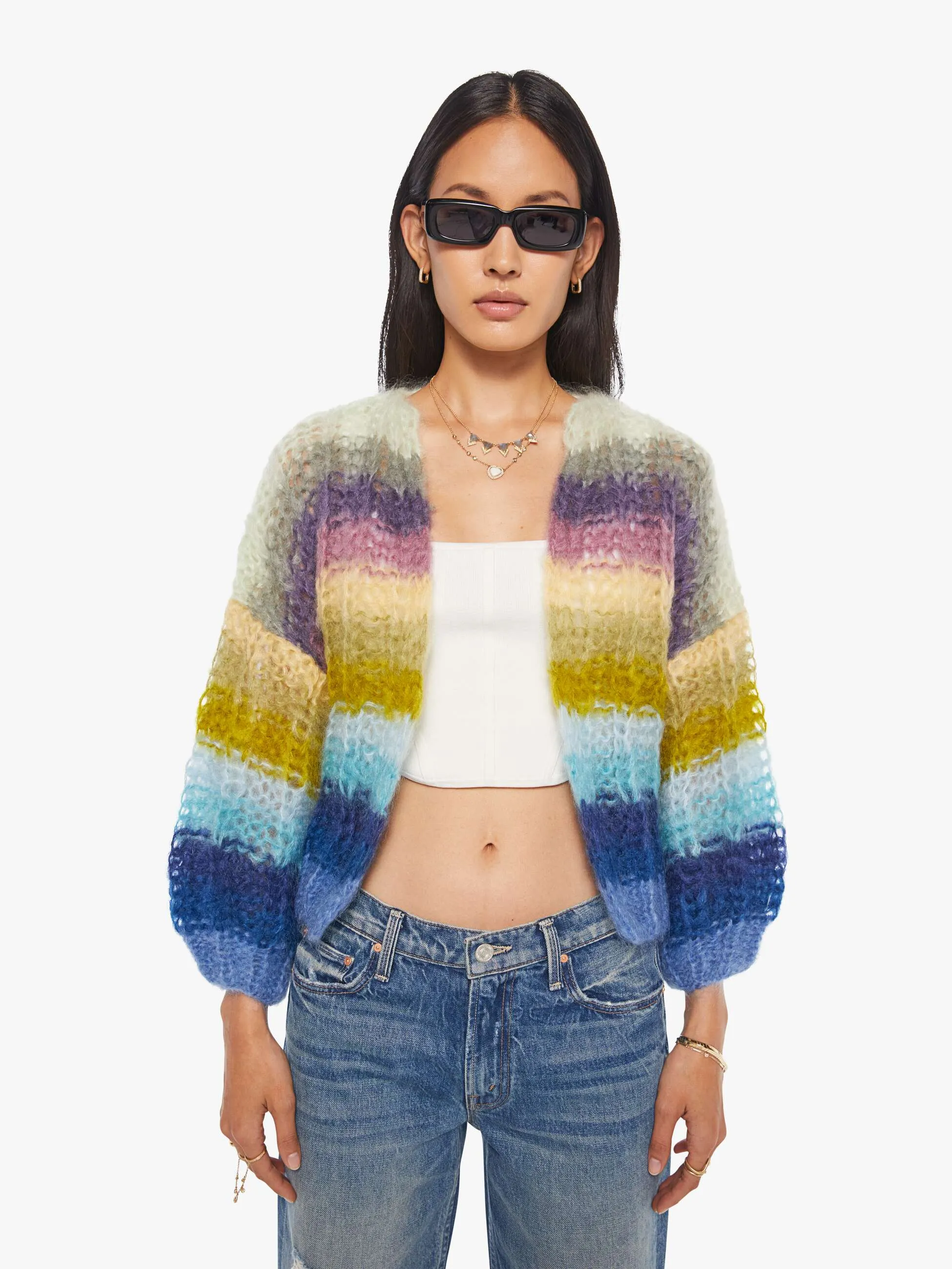 Maiami Mohair Ribbed Bomber Cardigan - Multicolor sold by MOTHER