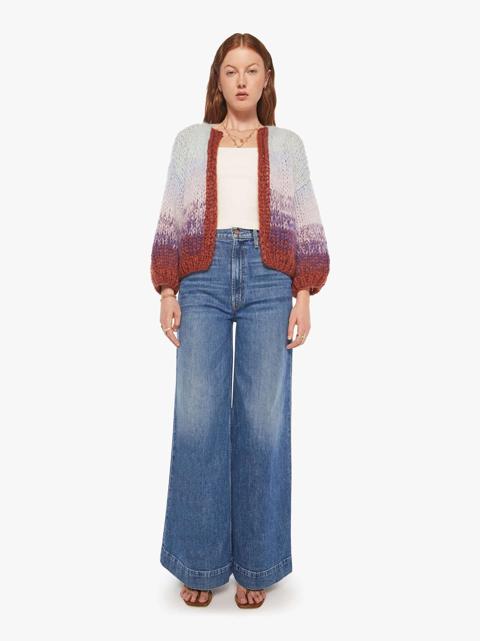 Maiami Mohair Gradient Bomber Cardigan - Purple - Light Blue sold by MOTHER product image thumbnail 4