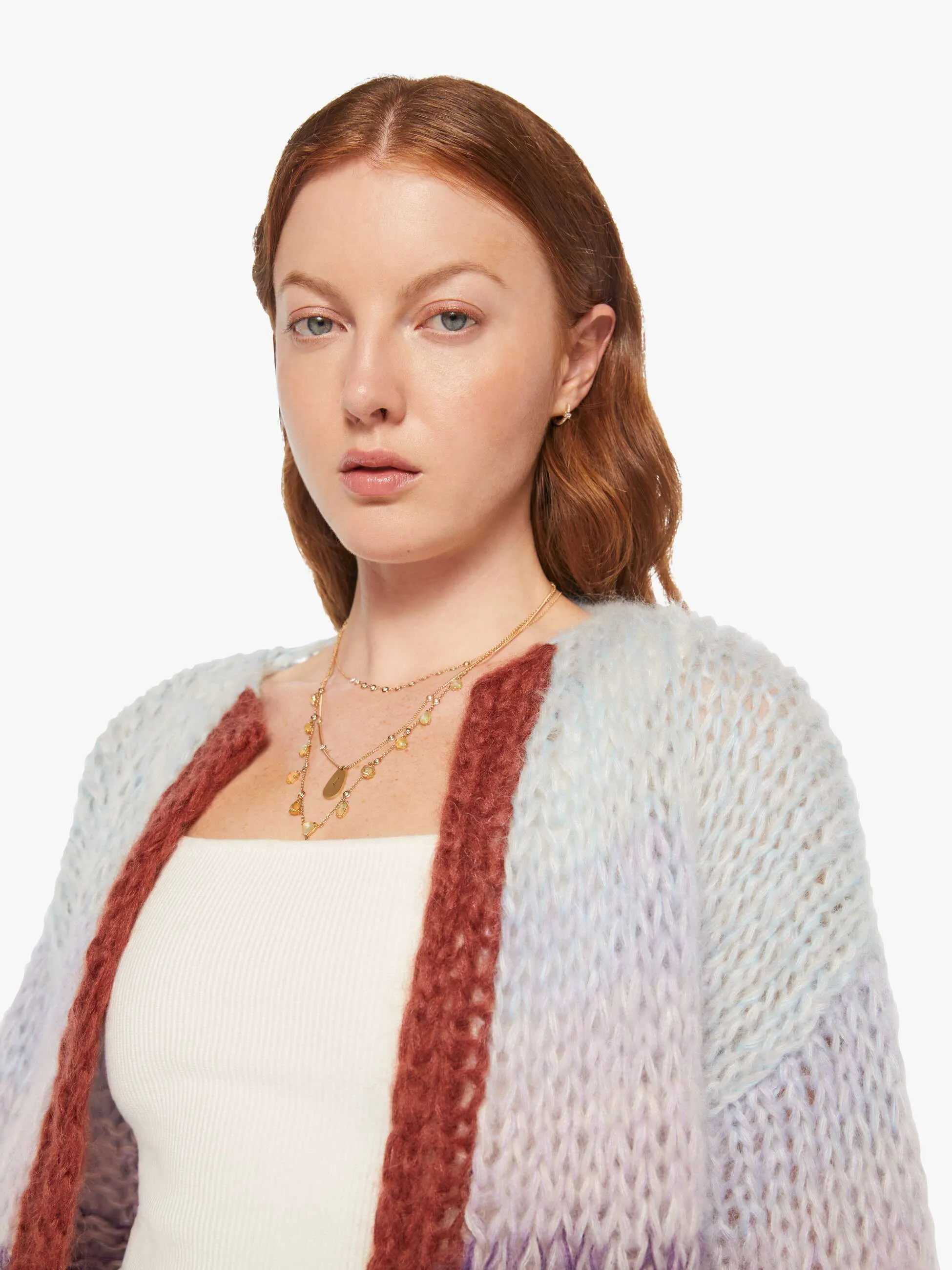 Maiami Mohair Gradient Bomber Cardigan - Purple - Light Blue sold by MOTHER product image thumbnail 5