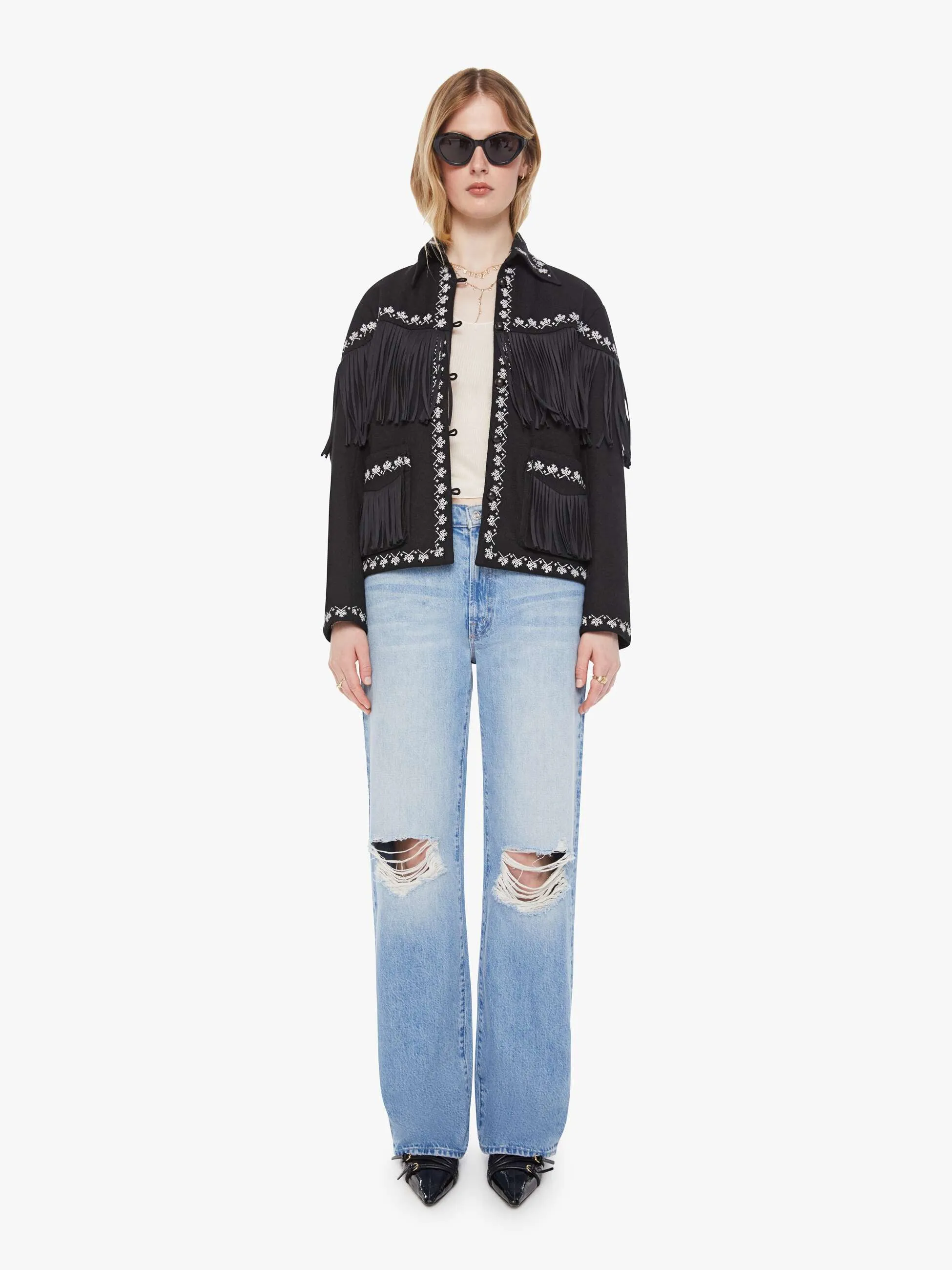 Alix of Bohemia Jude Fringe Jacket - Raven sold by MOTHER product image thumbnail 5