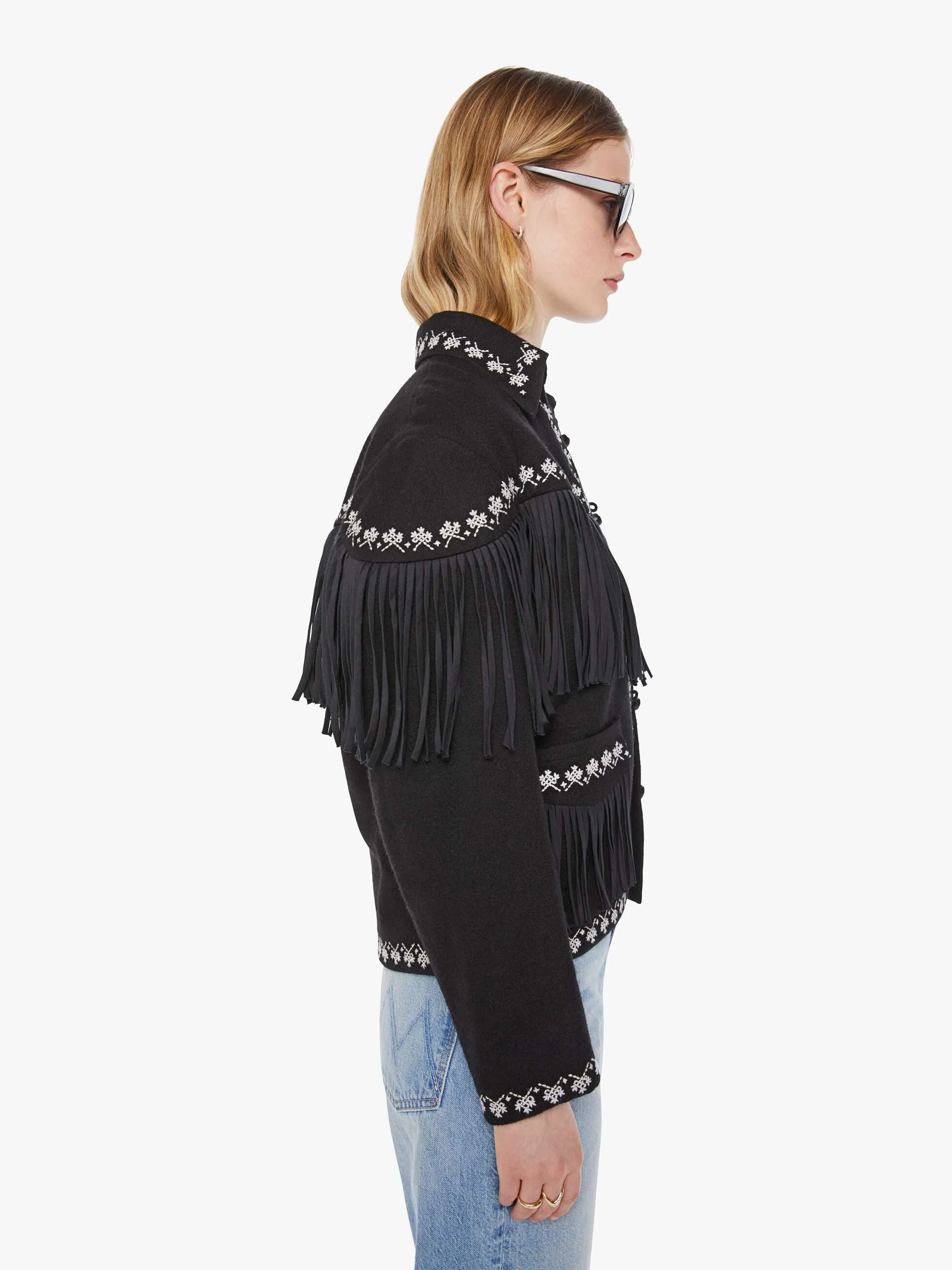 Alix of Bohemia Jude Fringe Jacket - Raven sold by MOTHER product image thumbnail 3