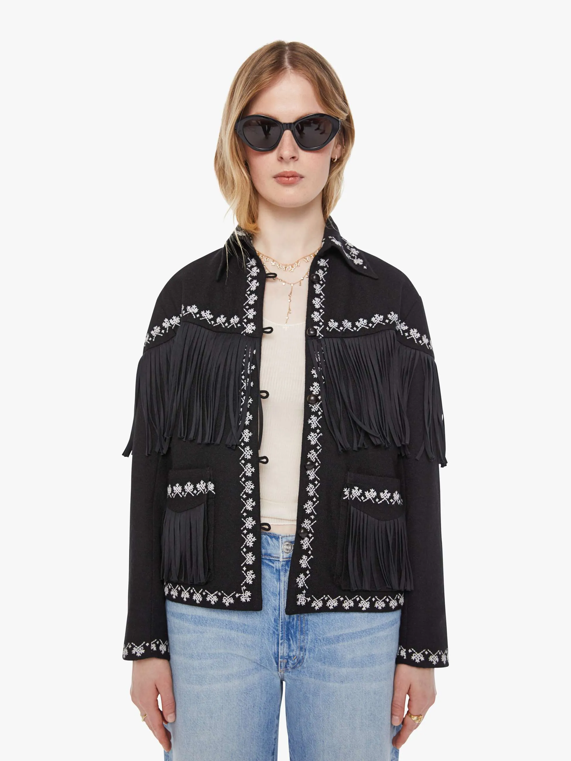Alix of Bohemia Jude Fringe Jacket - Raven sold by MOTHER product image thumbnail 2