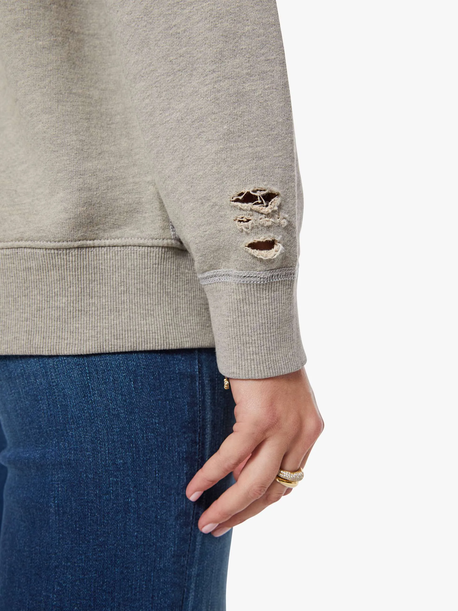 MadeWorn Rolling Stones Destroyed Sweatshirt - Heather Grey sold by MOTHER product image thumbnail 4