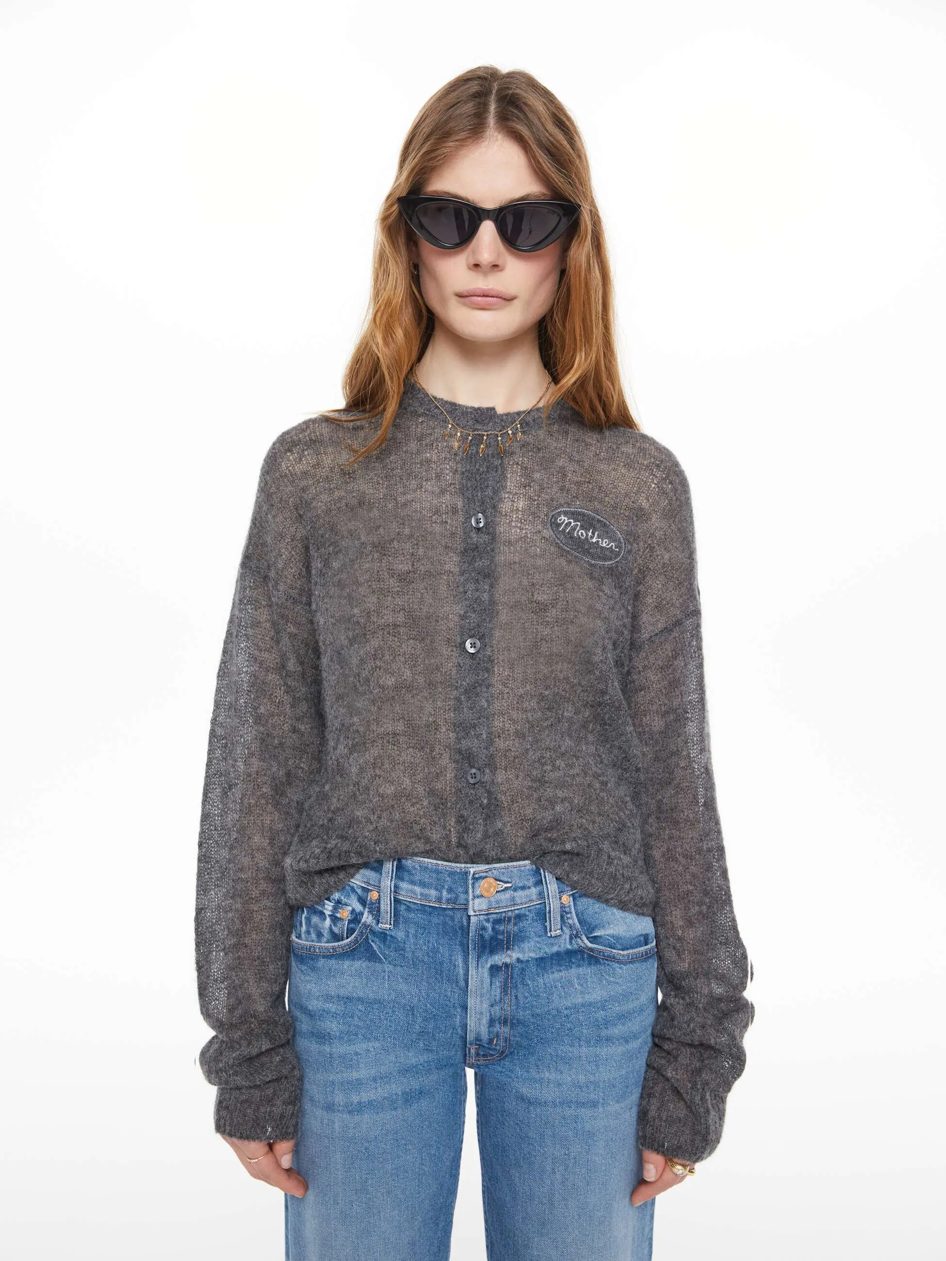 The Crop Cardigan - Grey sold by MOTHER product image thumbnail 2