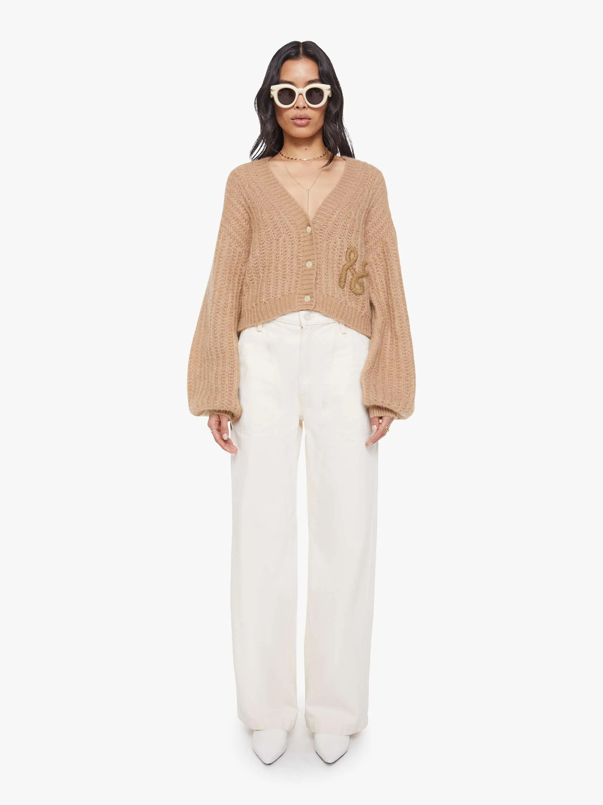 The Puffy Sleeve Varsity Cardigan - Cotton Candy sold by MOTHER product image thumbnail 4