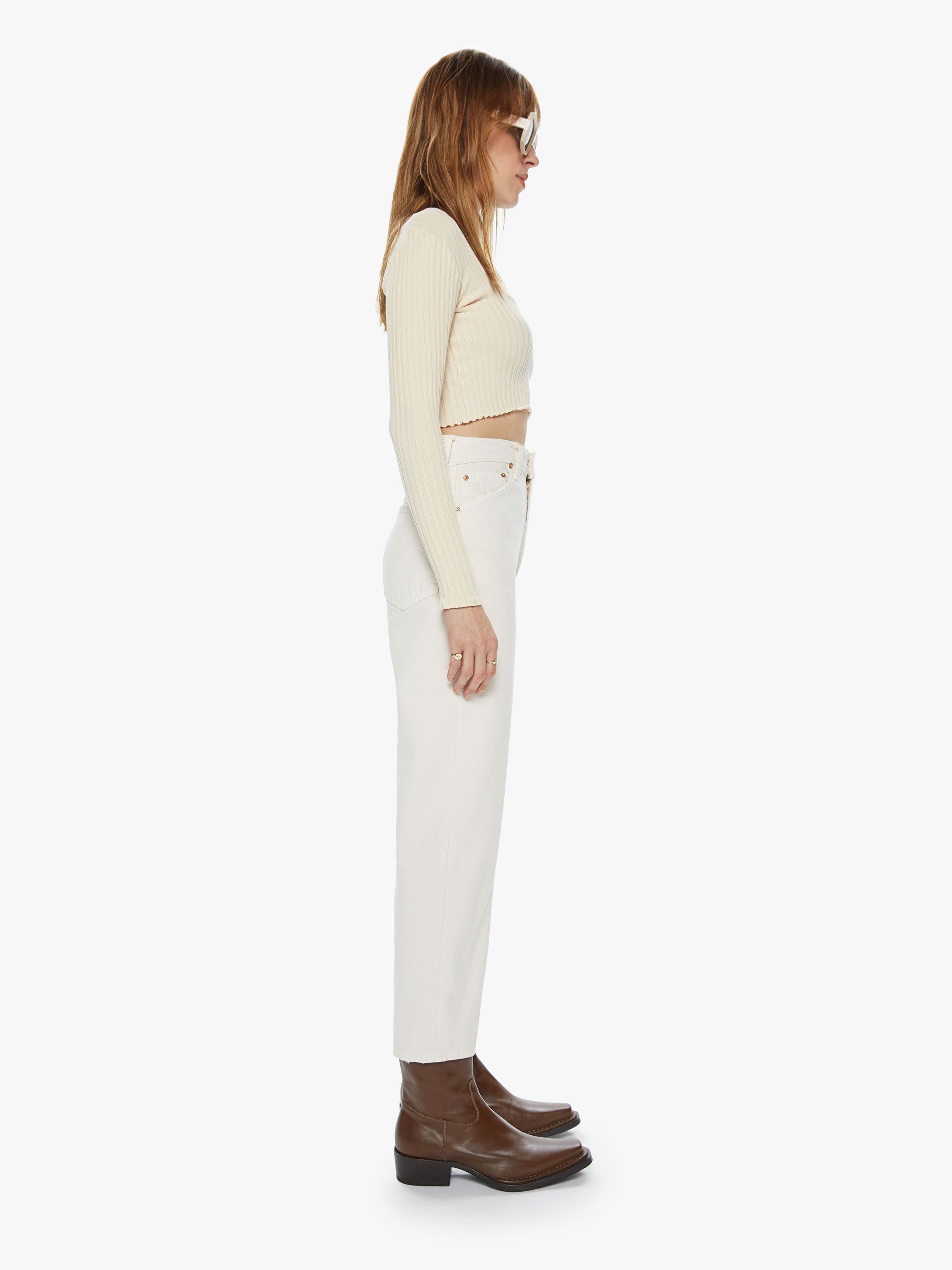 SNACKS! High Waisted Double Stack Ankle - Natural sold by MOTHER product image thumbnail 3