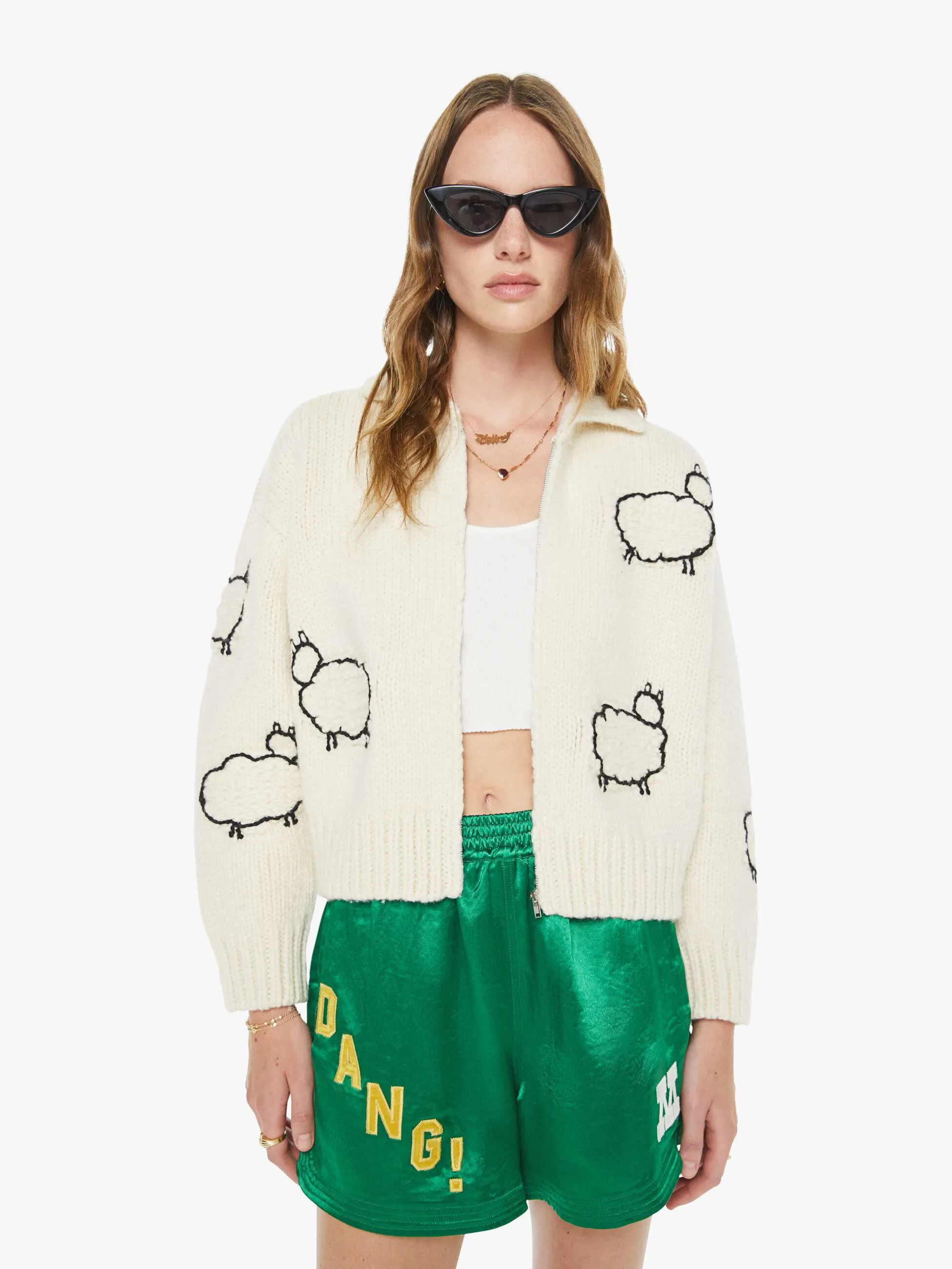 The Crop Raquette Cardigan - Wool Plus The Gang sold by MOTHER