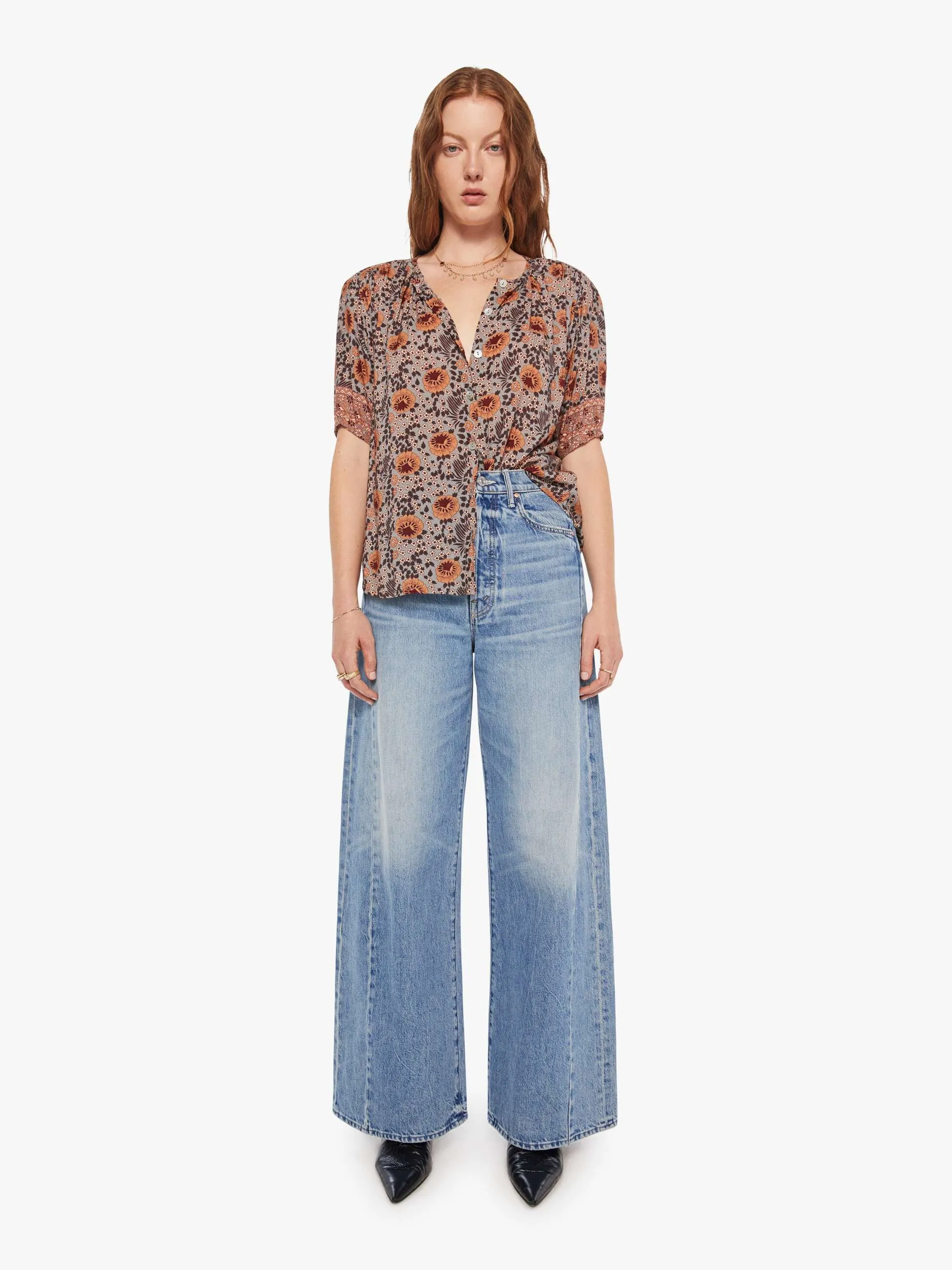 Natalie Martin Violet Top - Vintage Flowers Slate sold by MOTHER product image thumbnail 5