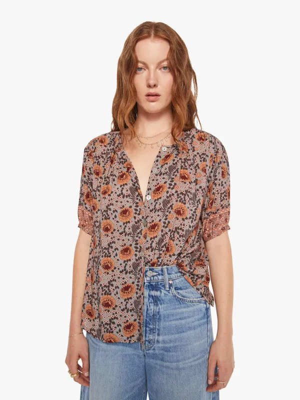 Natalie Martin Violet Top - Vintage Flowers Slate sold by MOTHER