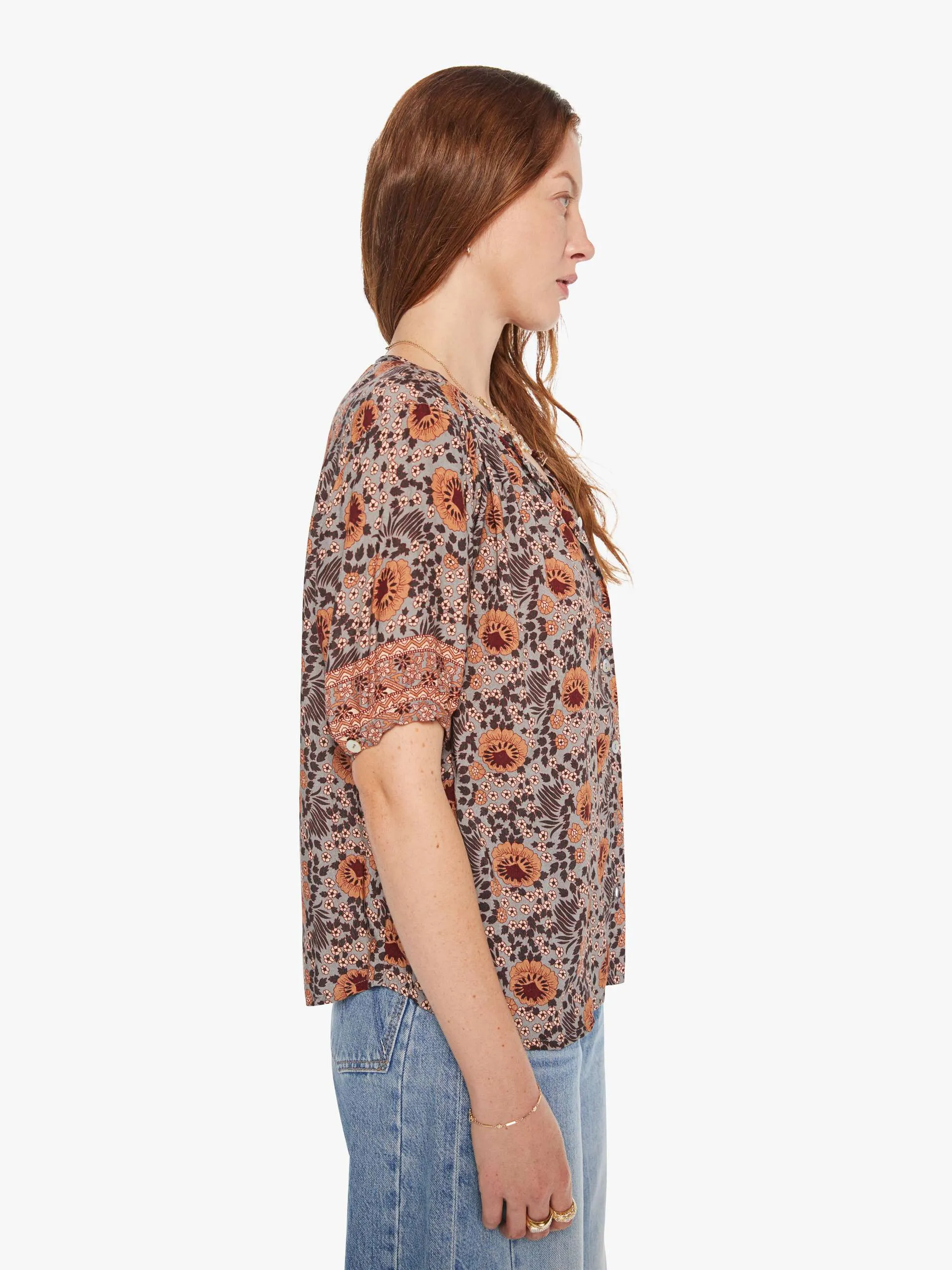 Natalie Martin Violet Top - Vintage Flowers Slate sold by MOTHER product image thumbnail 3