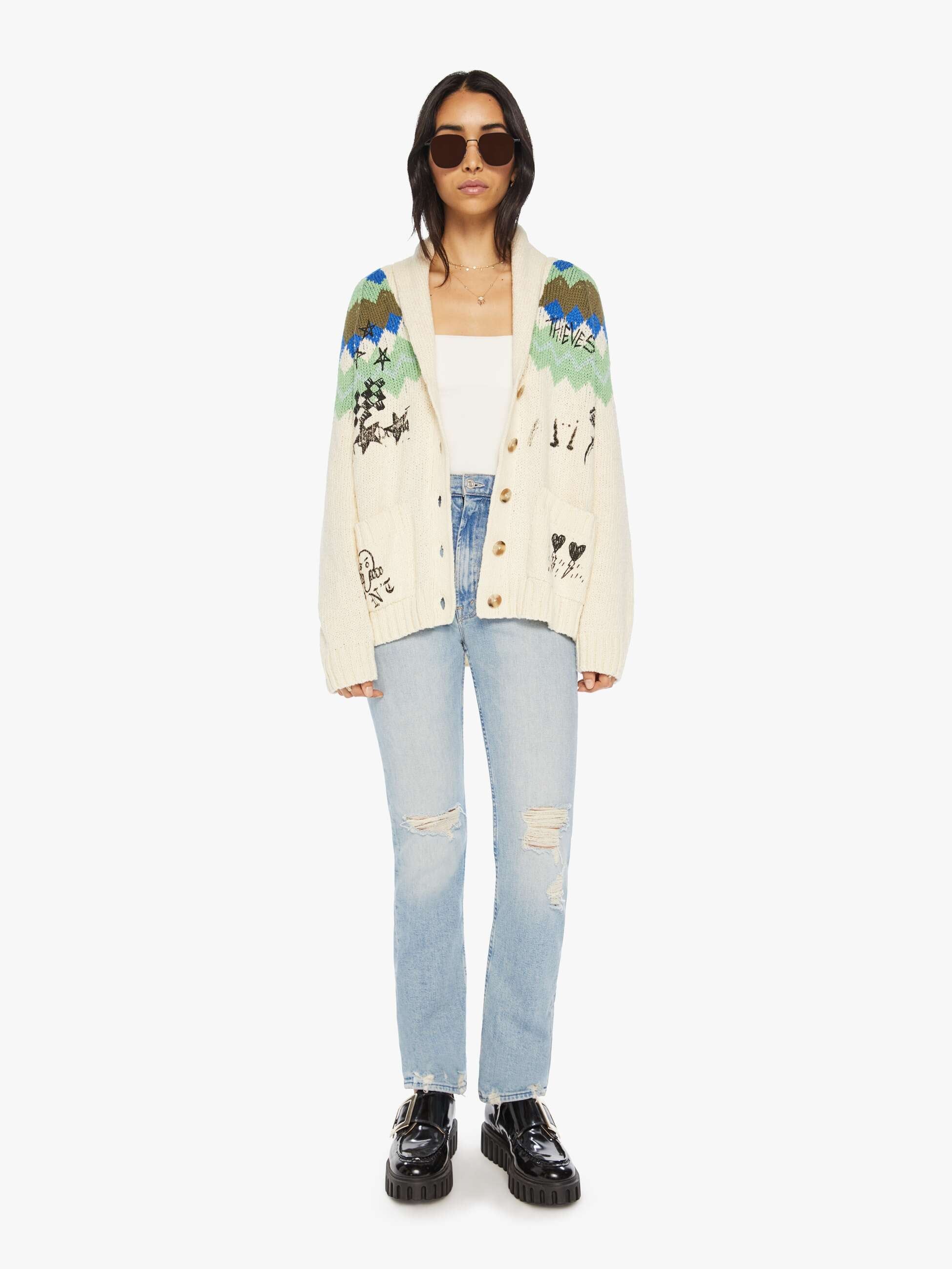 The Shawl Collar Cardigan - Graffiti Country sold by MOTHER product image thumbnail 5