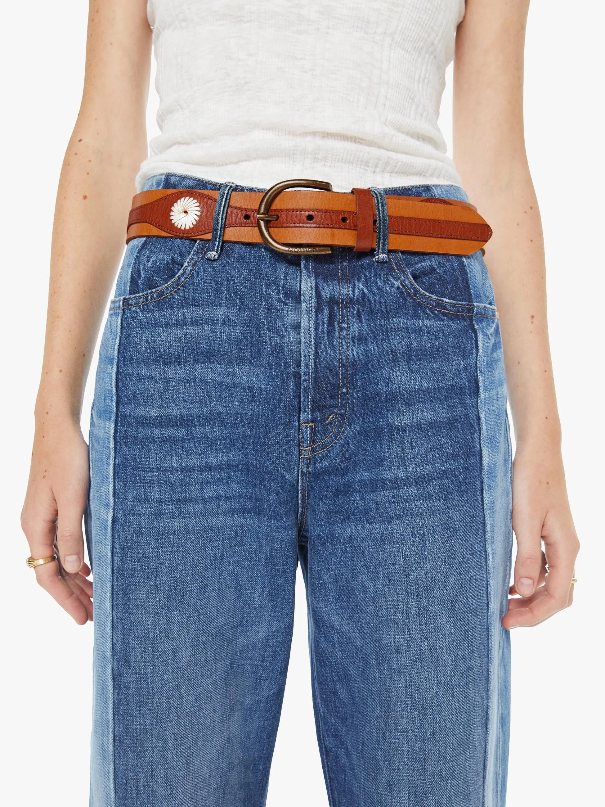 The 2 Tone Leather Belt - Natural And Cognac sold by MOTHER product image thumbnail 2