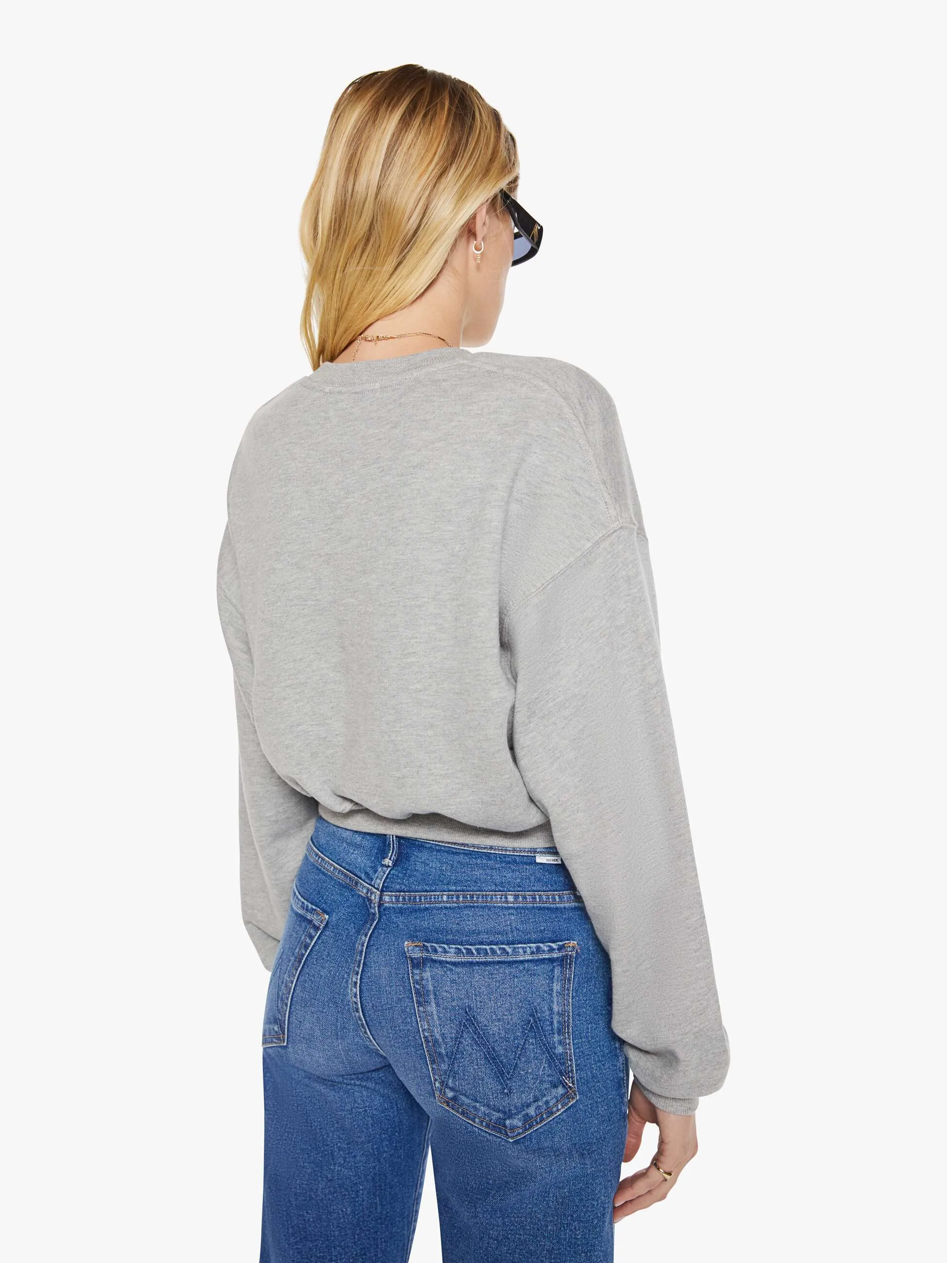 Eterne Cropped Crewneck Sweatshirt - Heather Grey sold by MOTHER product image thumbnail 4