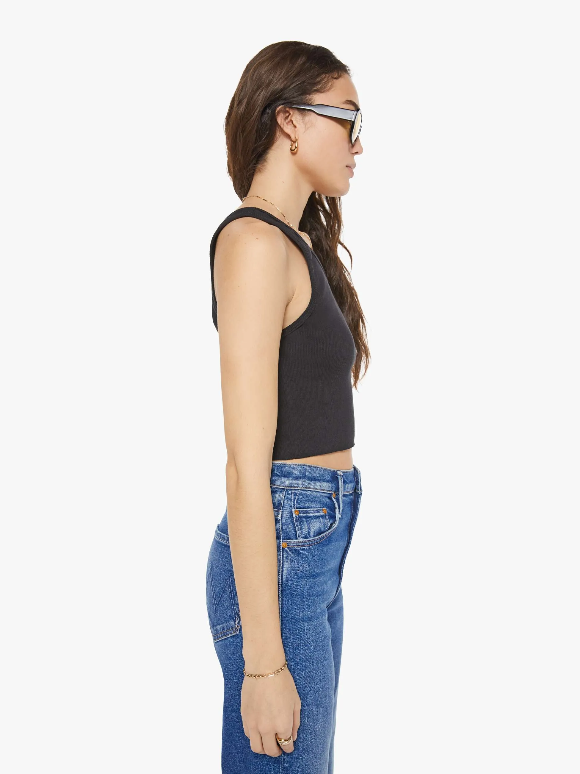 Eterne Cropped Scoop Neck Tank - Black sold by MOTHER product image thumbnail 4