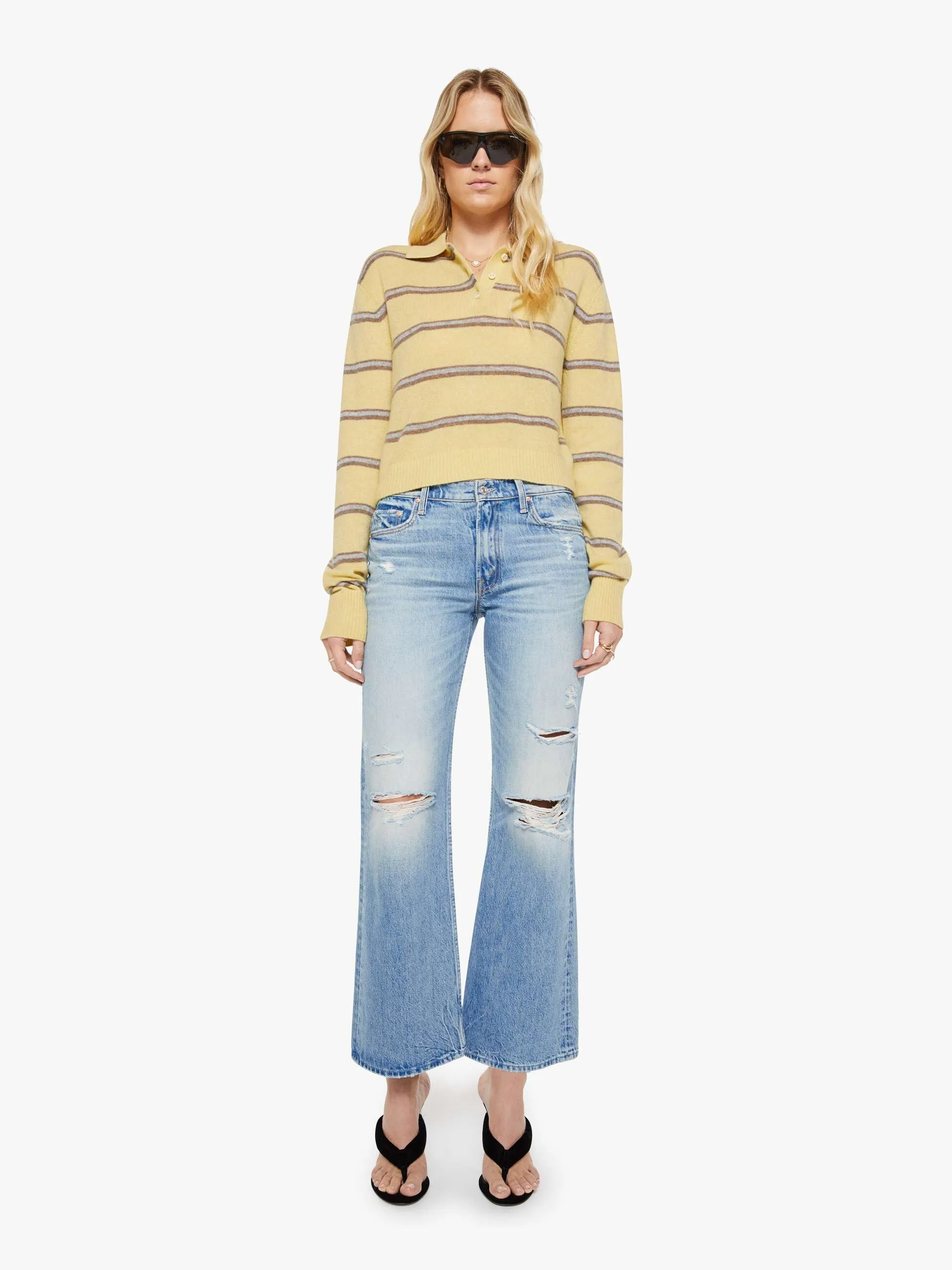 Eterne Barrett Sweater - Butter Stripe sold by MOTHER product image thumbnail 5