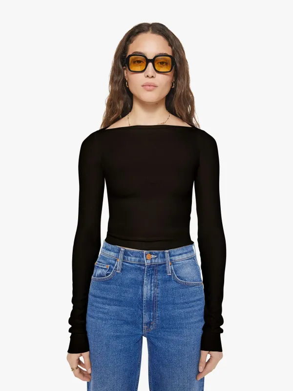 Eterne Long Sleeve Boatneck Top - Black sold by MOTHER
