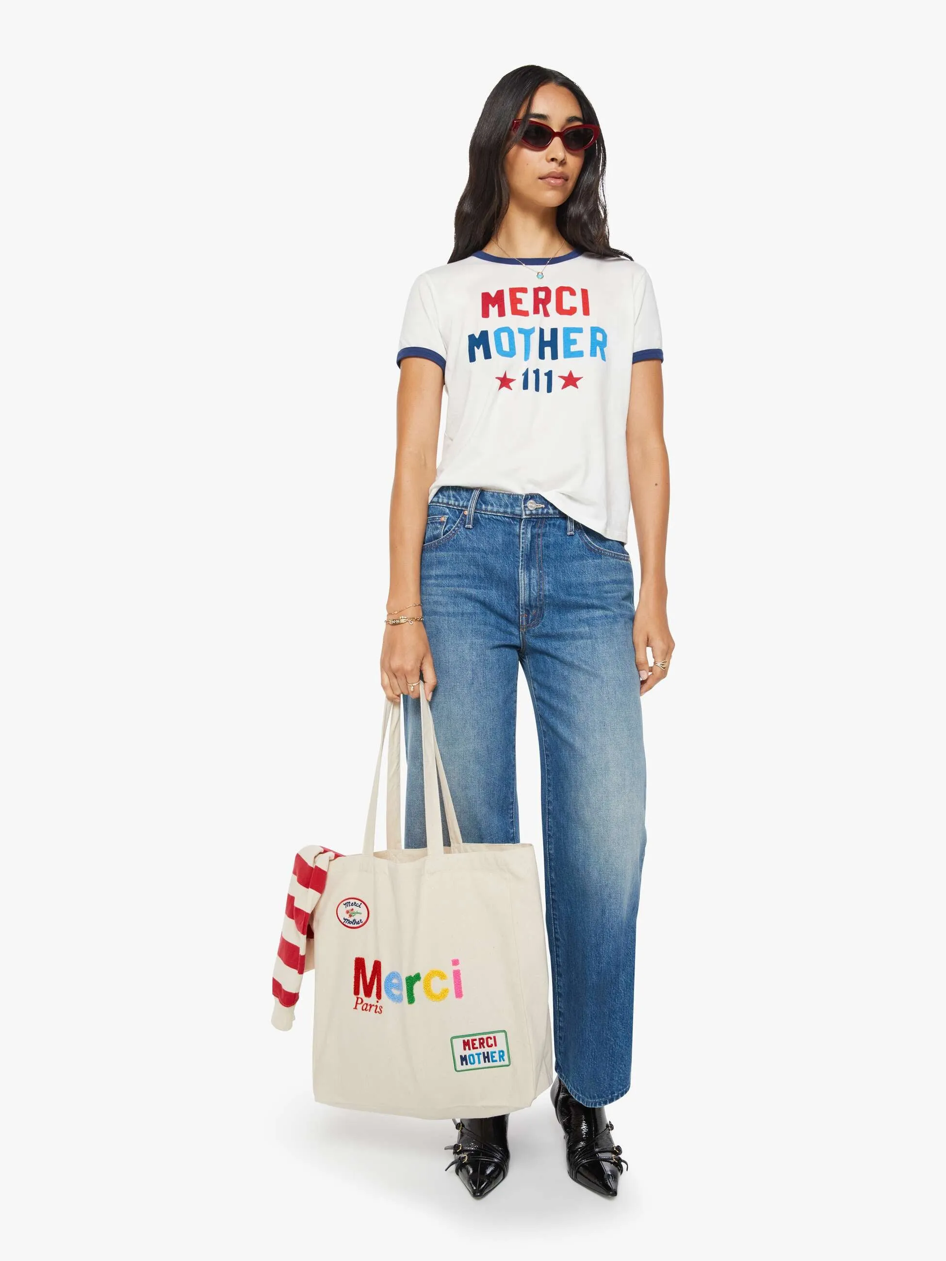 Merci x MOTHER Merci Tote - Ecru And Multi sold by MOTHER product image thumbnail 3