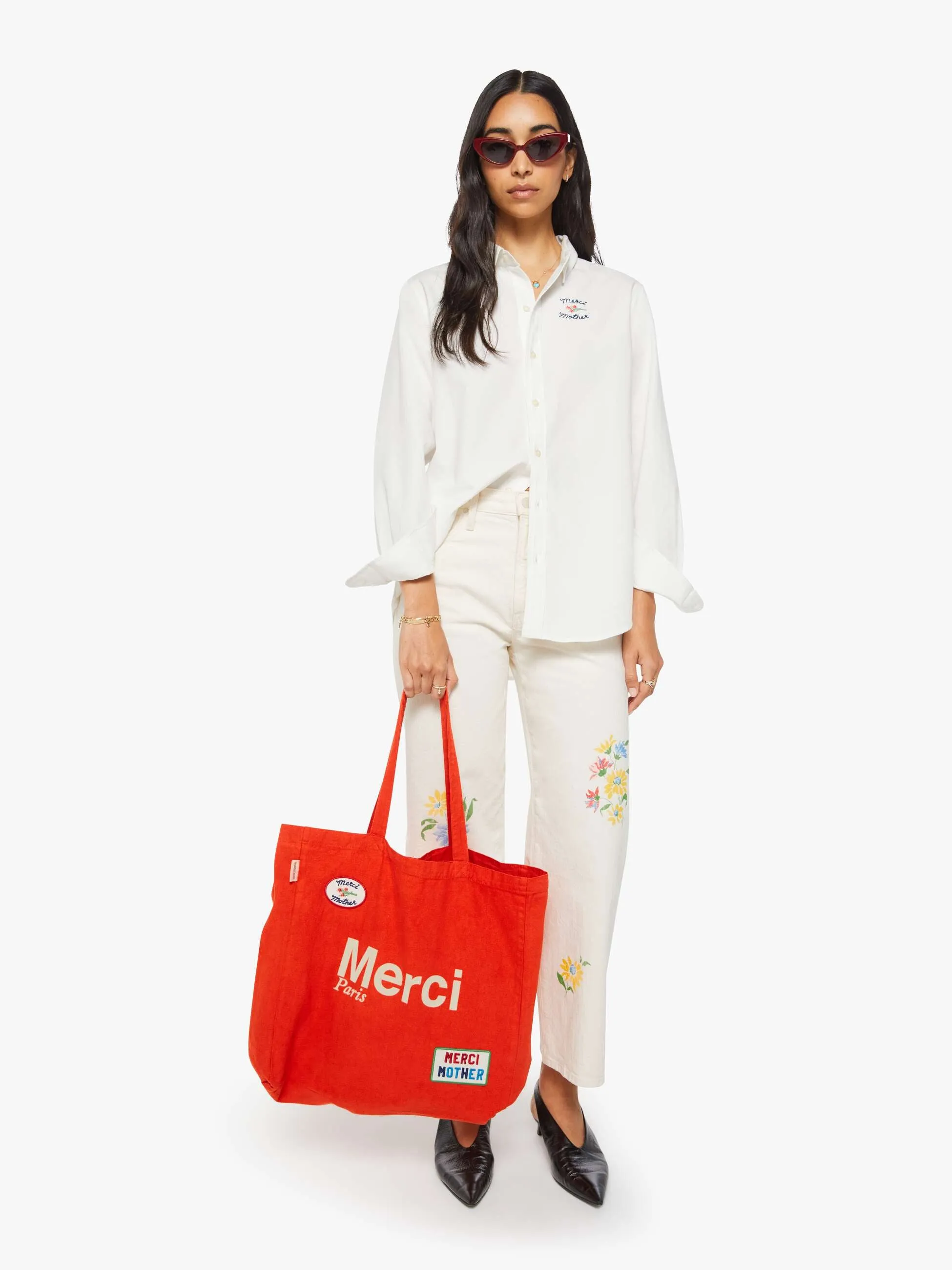 Merci x MOTHER Merci Tote - Red And Ecru sold by MOTHER product image thumbnail 3