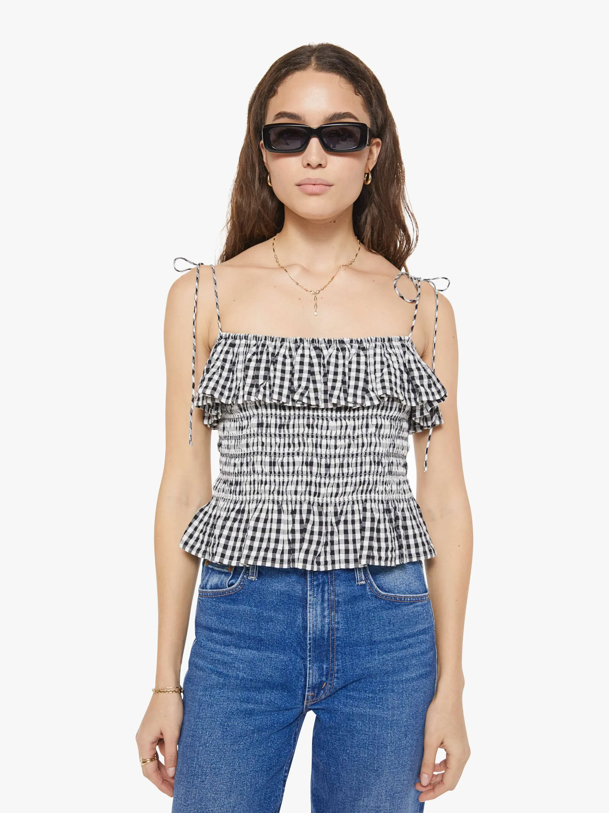 Alix of Bohemia Clara Top - Sideshow Check sold by MOTHER product image thumbnail 2