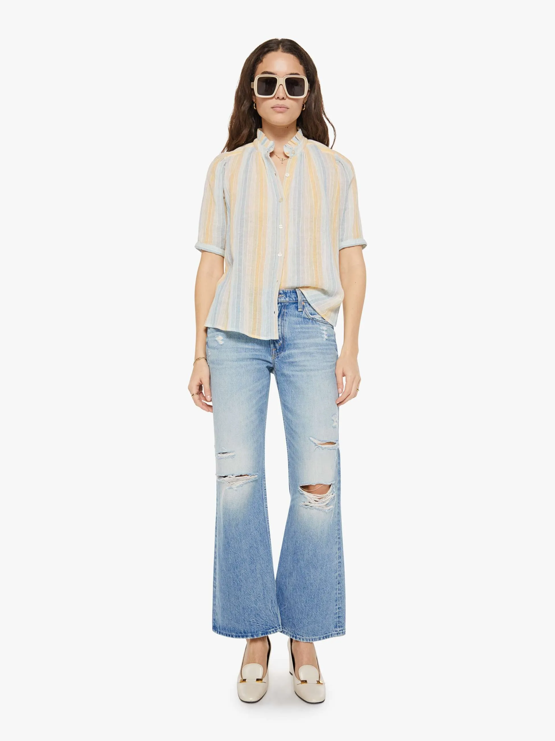 Alix of Bohemia Winnie Shirt - Sunwash Stripe sold by MOTHER product image thumbnail 5