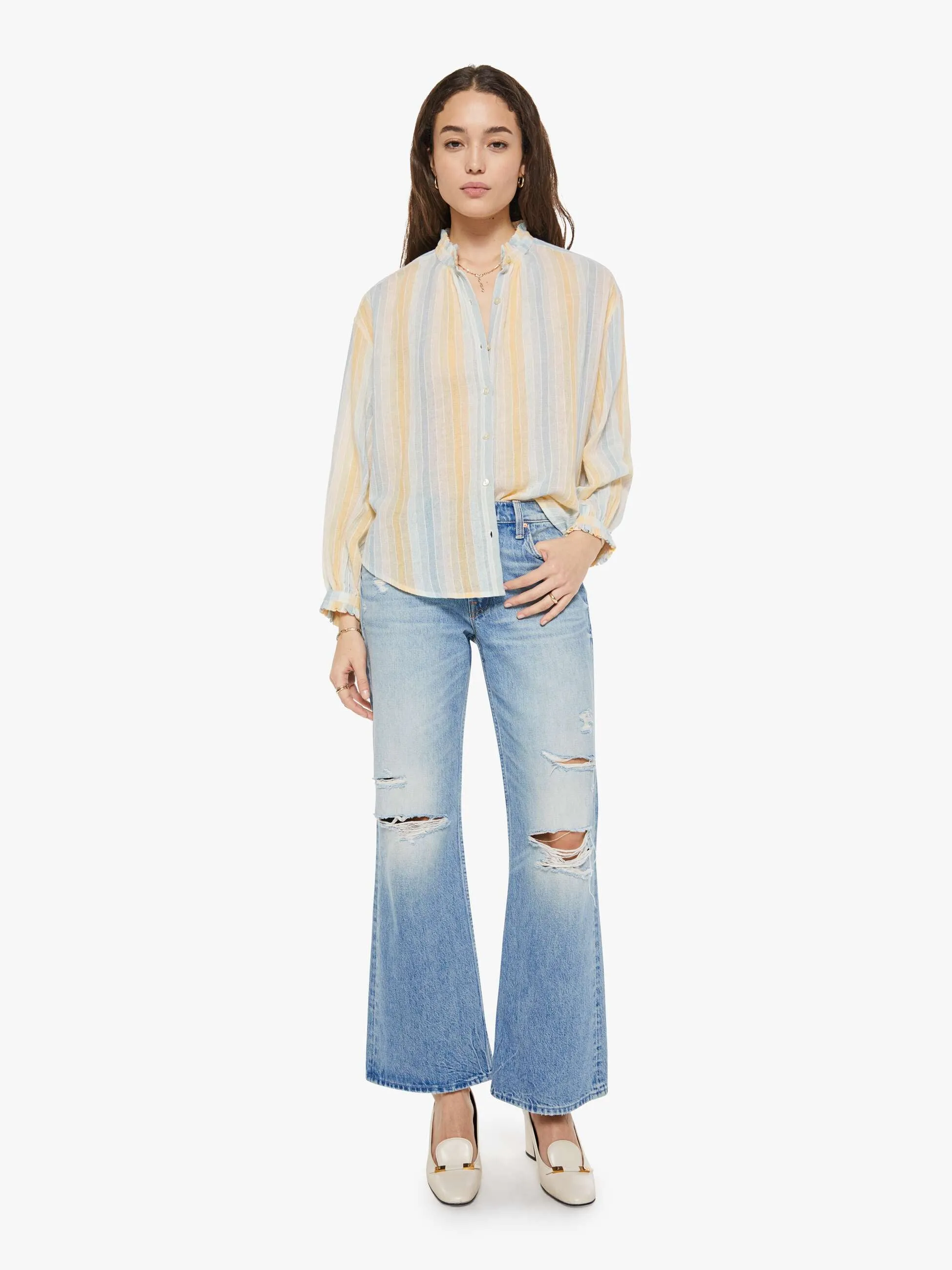 Alix of Bohemia Poet Blouse - Sunwash Stripe sold by MOTHER product image thumbnail 5