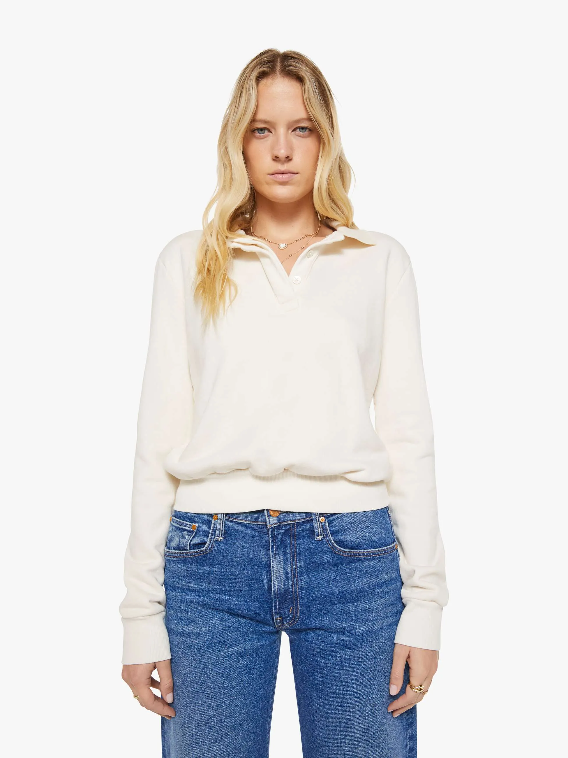 SPRWMN Polo Sweatshirt - Cream sold by MOTHER product image thumbnail 2