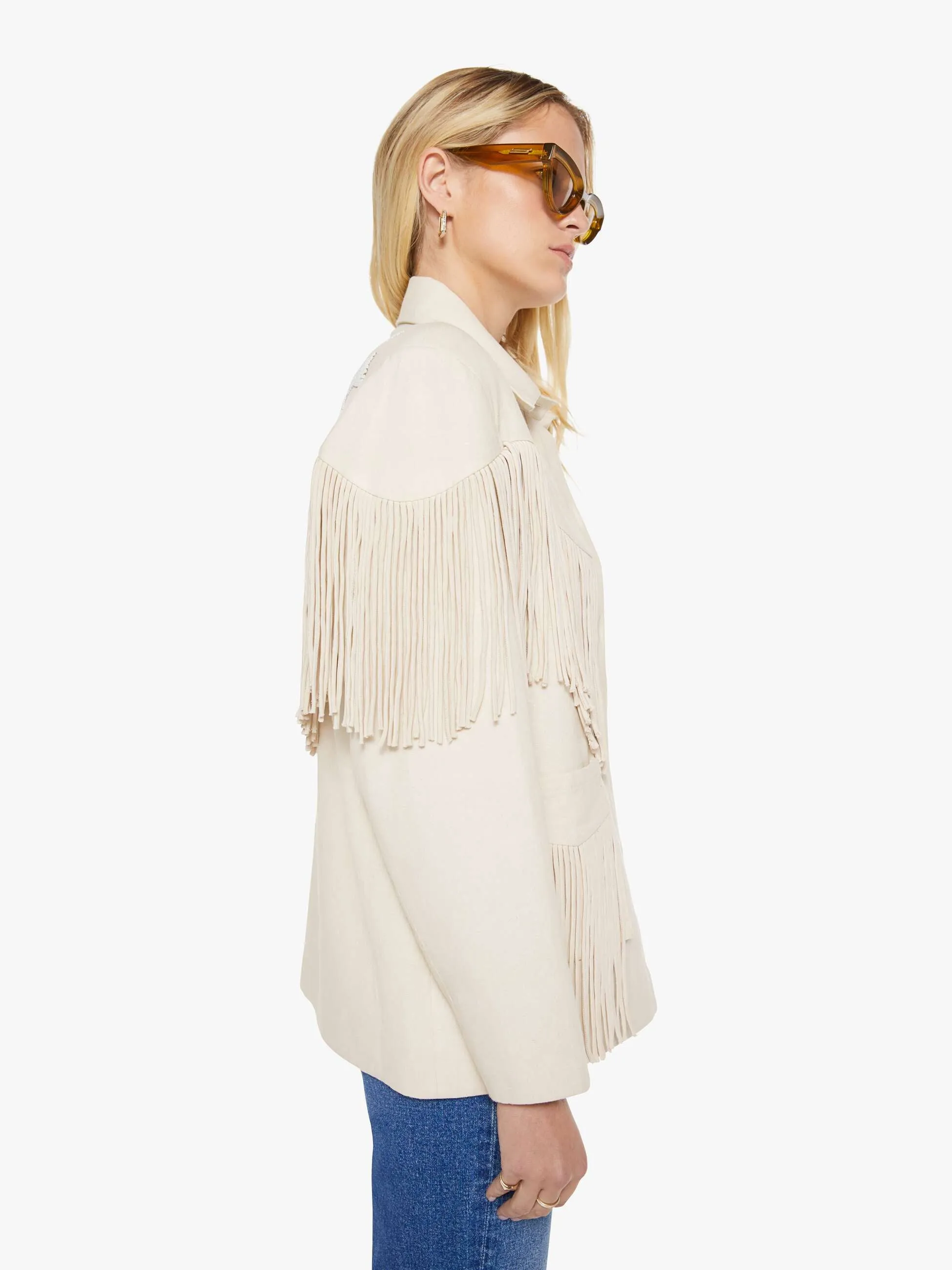Alix of Bohemia Jude Fringe Jacket - Dune sold by MOTHER product image thumbnail 3