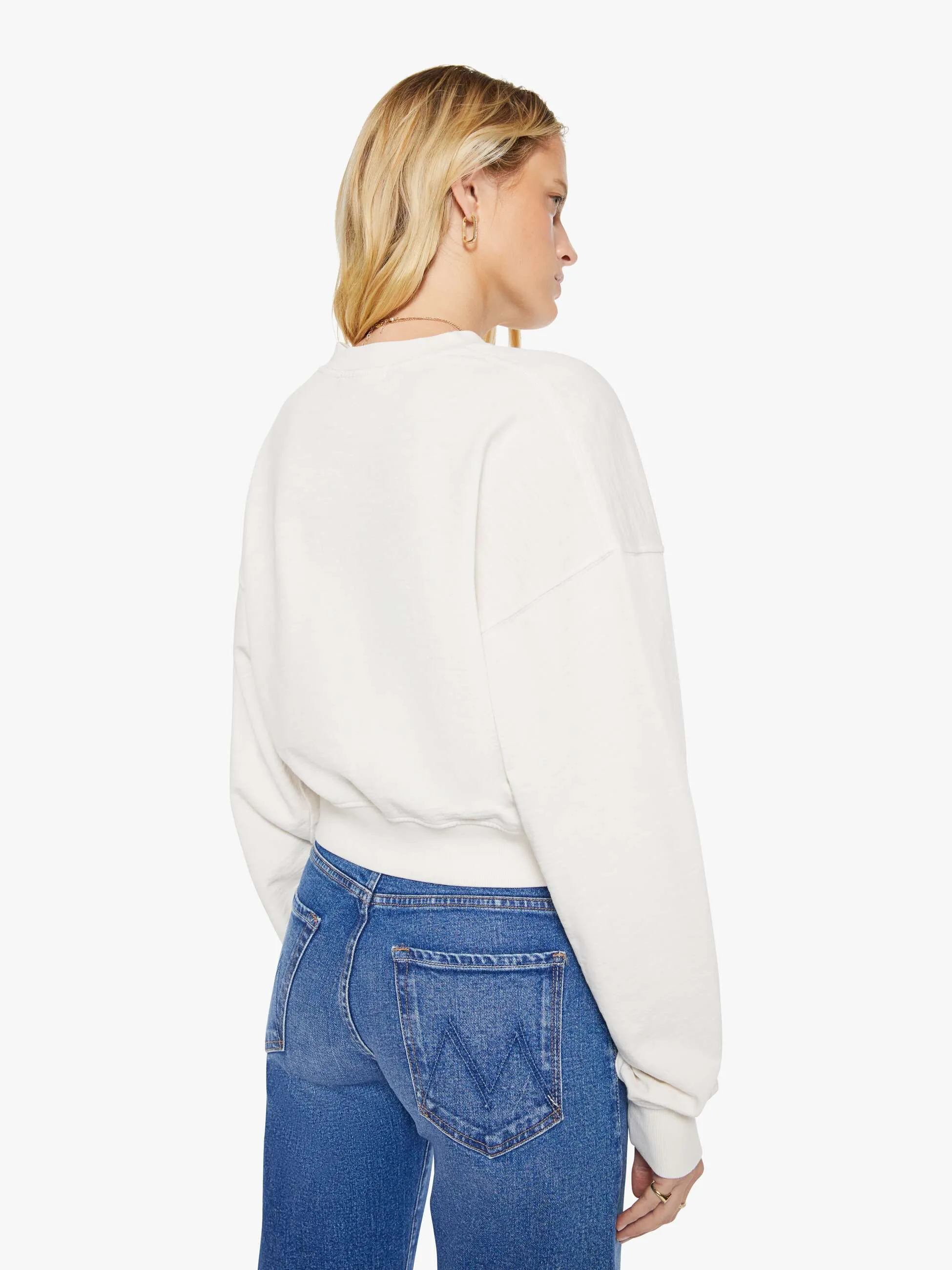 Eterne Cropped V-Neck Sweatshirt - Bone sold by MOTHER product image thumbnail 4