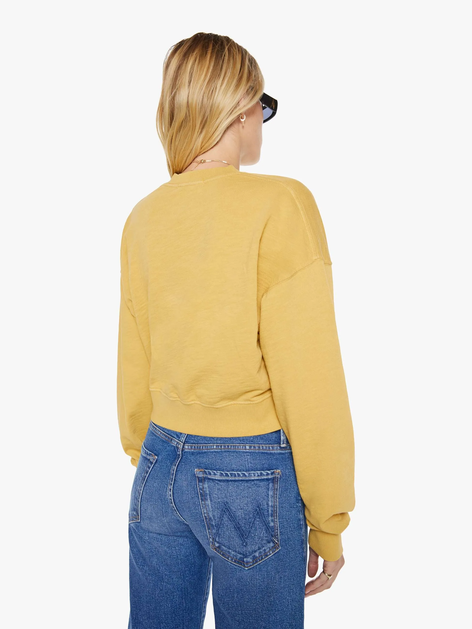 Eterne Cropped V-Neck Sweatshirt - Saffron sold by MOTHER product image thumbnail 4