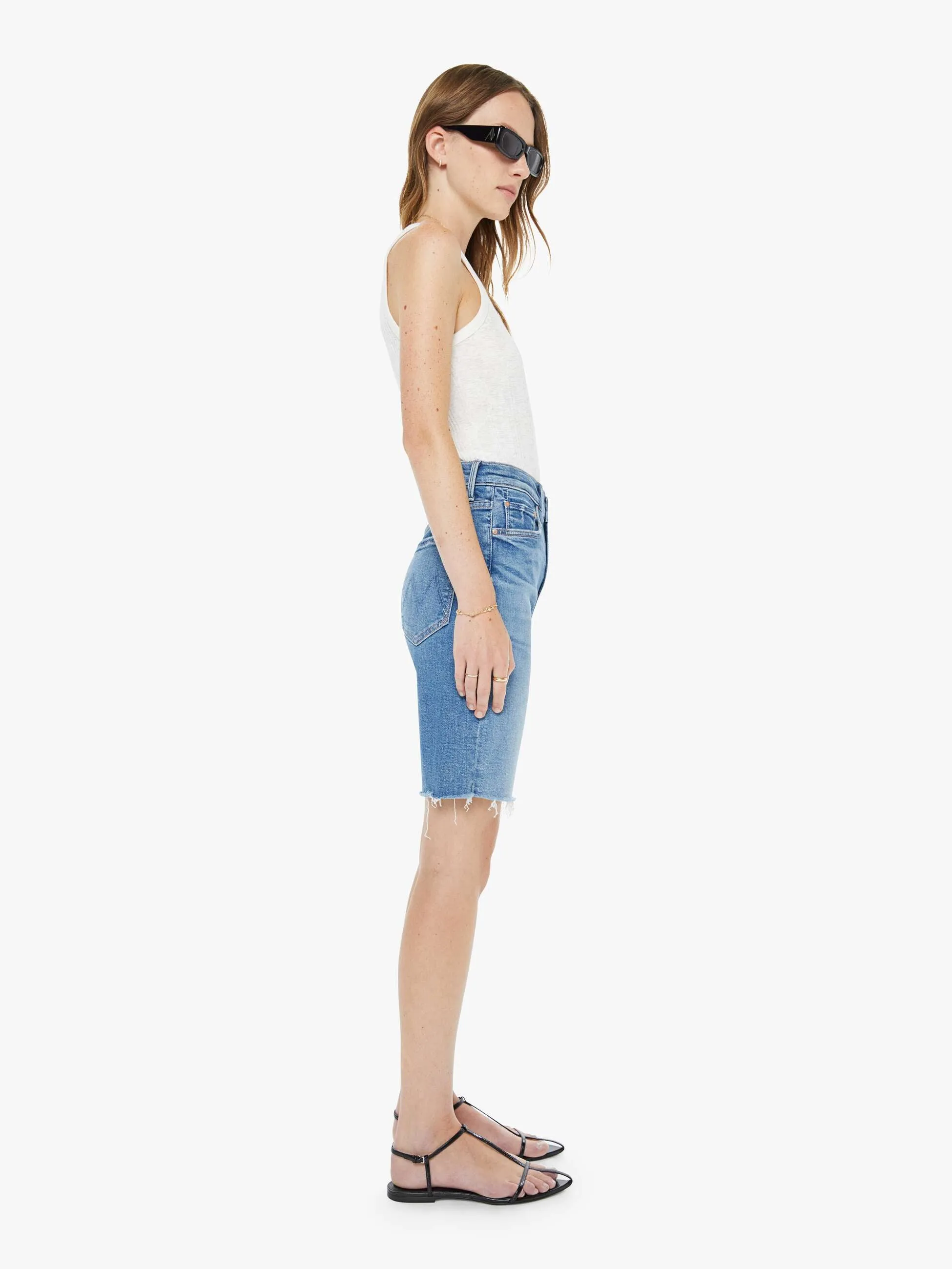 High Waisted Rider Bermuda Short Fray - Float My Boat sold by MOTHER product image thumbnail 3