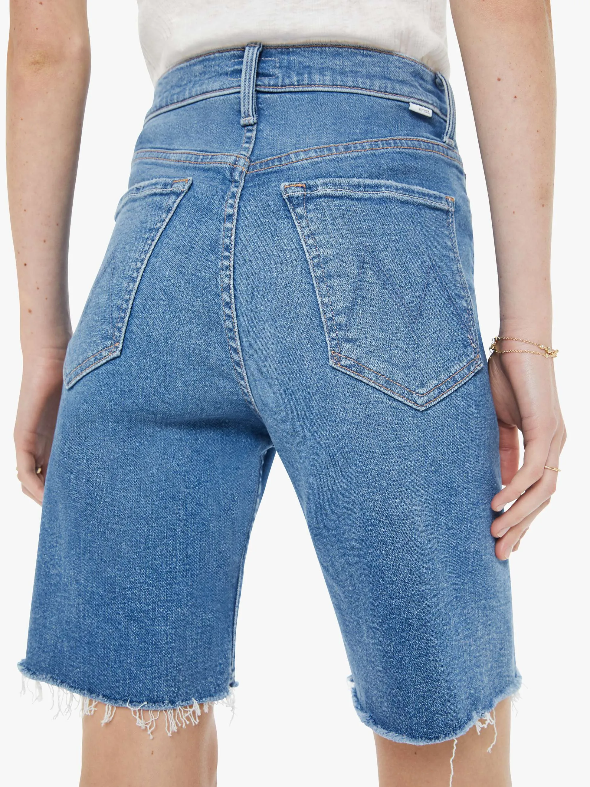 High Waisted Rider Bermuda Short Fray - Float My Boat sold by MOTHER product image thumbnail 5