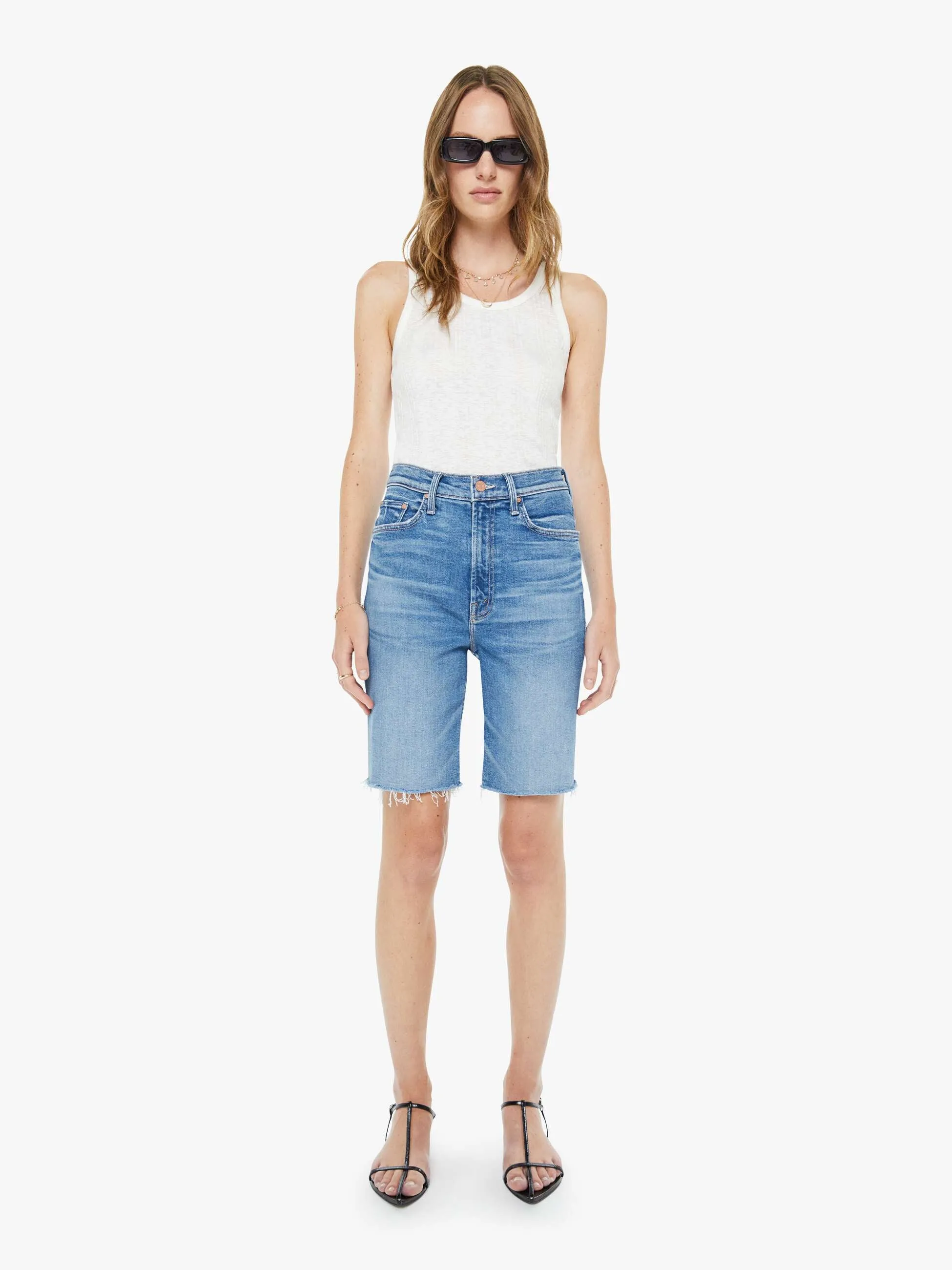 High Waisted Rider Bermuda Short Fray - Float My Boat sold by MOTHER product image thumbnail 2