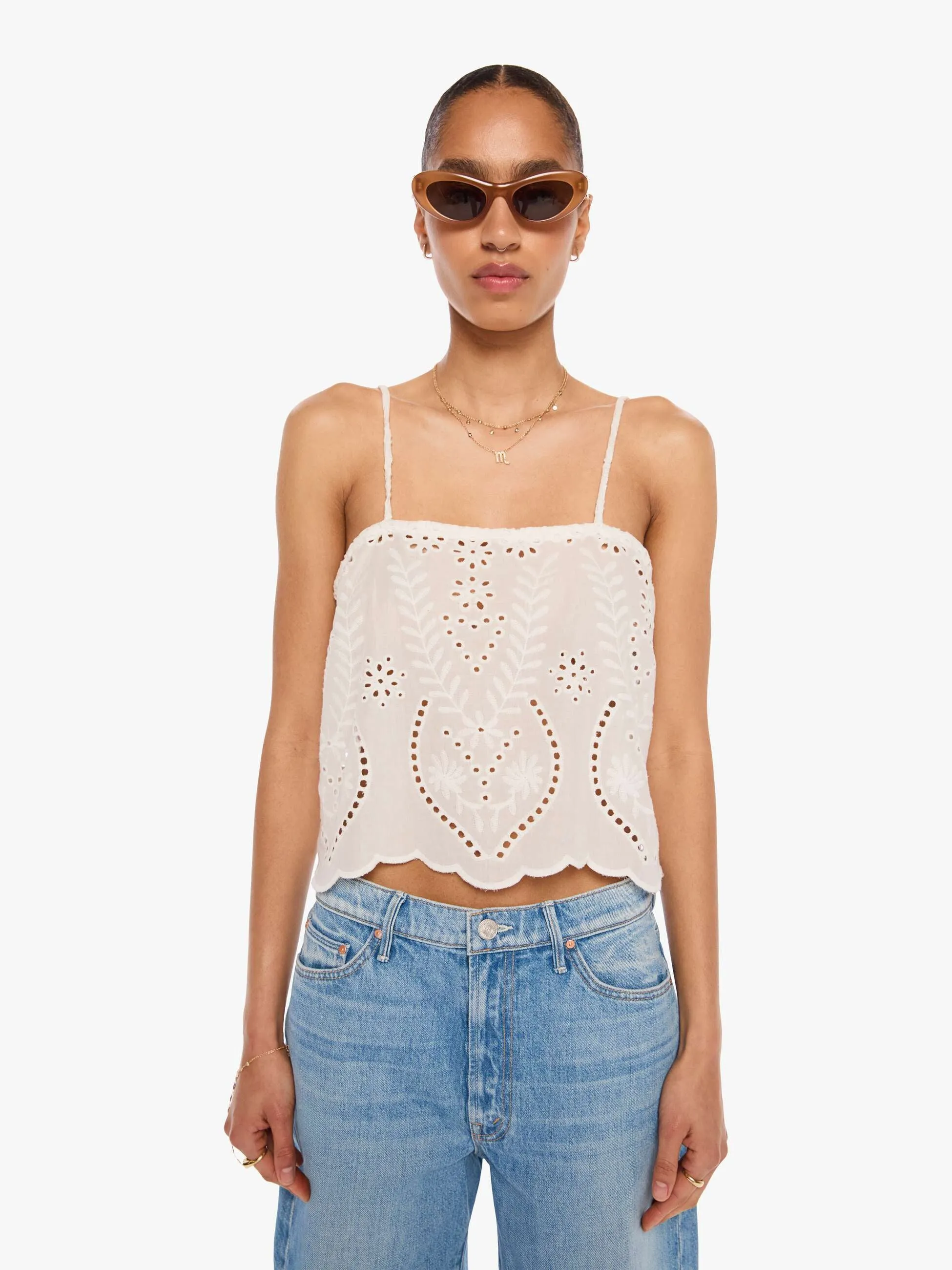 Natalie Martin Fern Cami - Athena Embroidery Salt sold by MOTHER