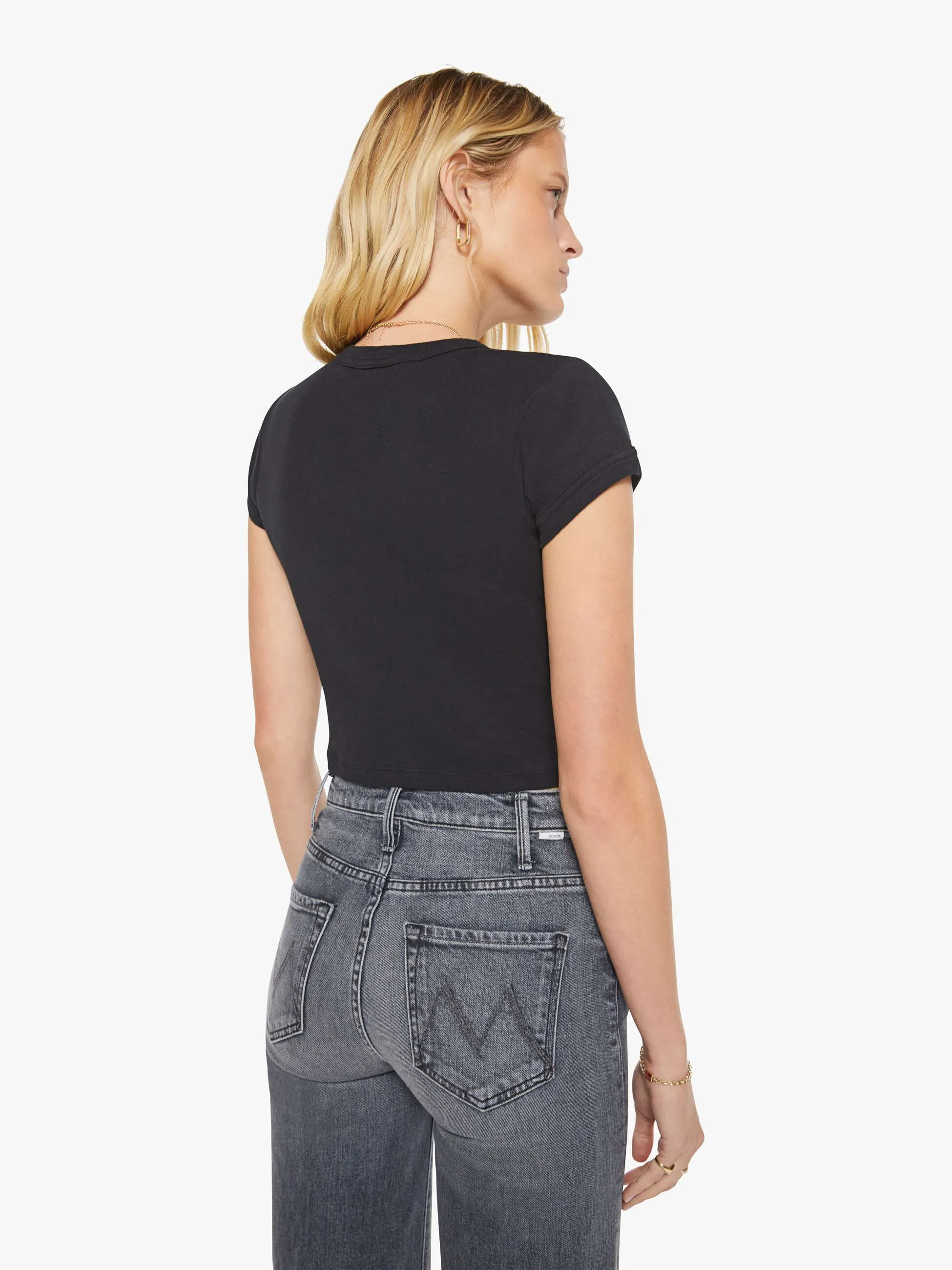 The Itty Bitty Ringer Crop - Black sold by MOTHER product image thumbnail 4