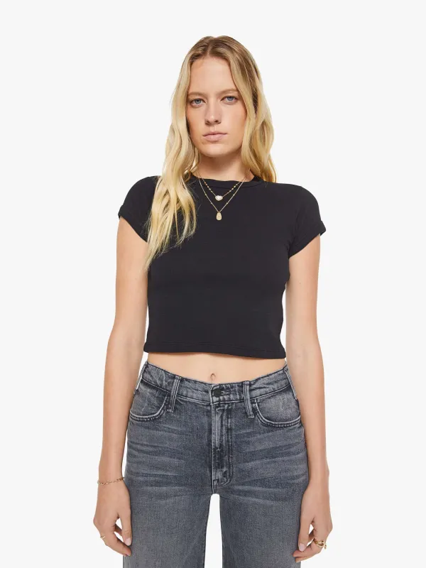 The Itty Bitty Ringer Crop - Black made by MOTHER