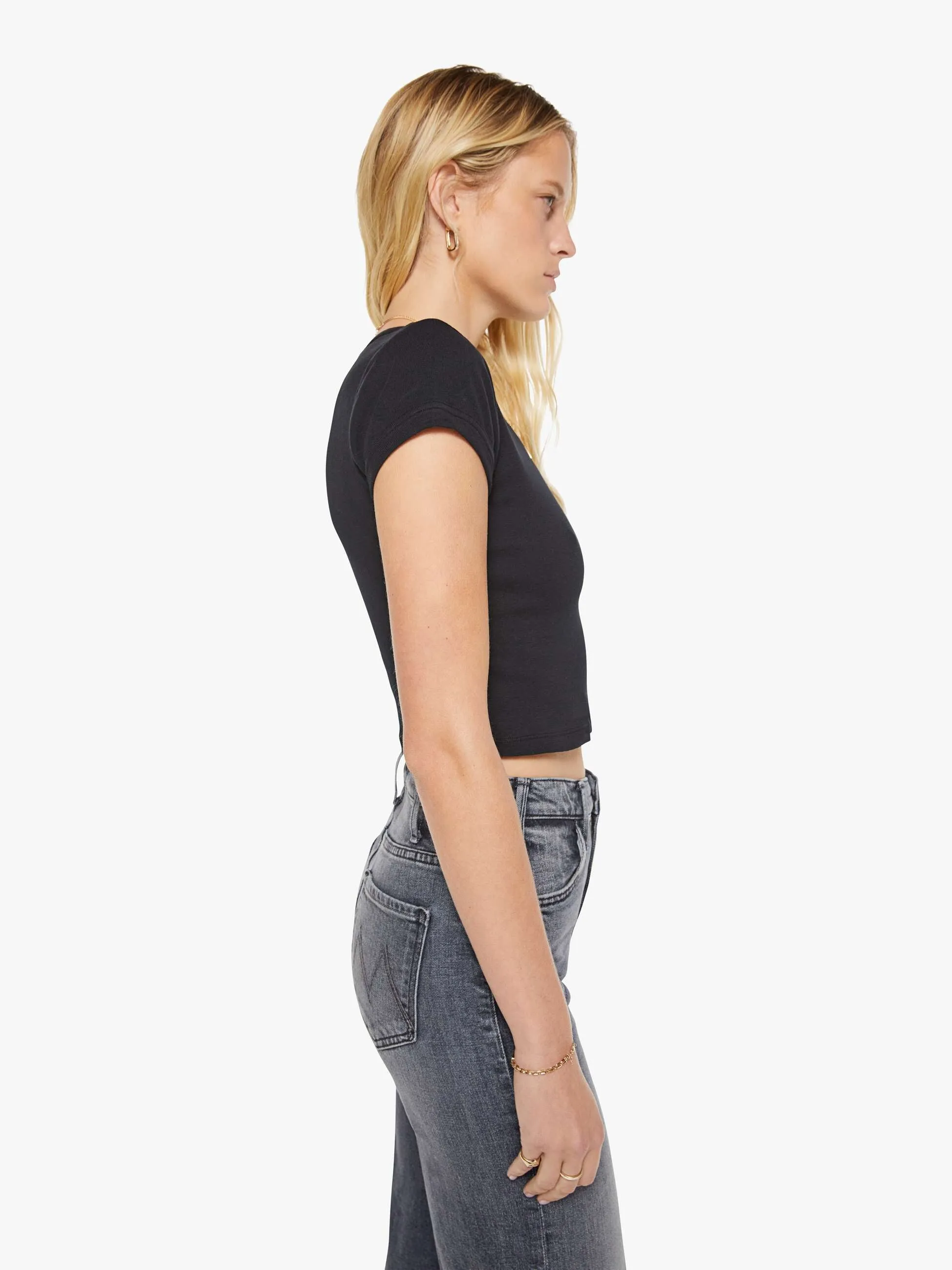 The Itty Bitty Ringer Crop - Black sold by MOTHER product image thumbnail 3