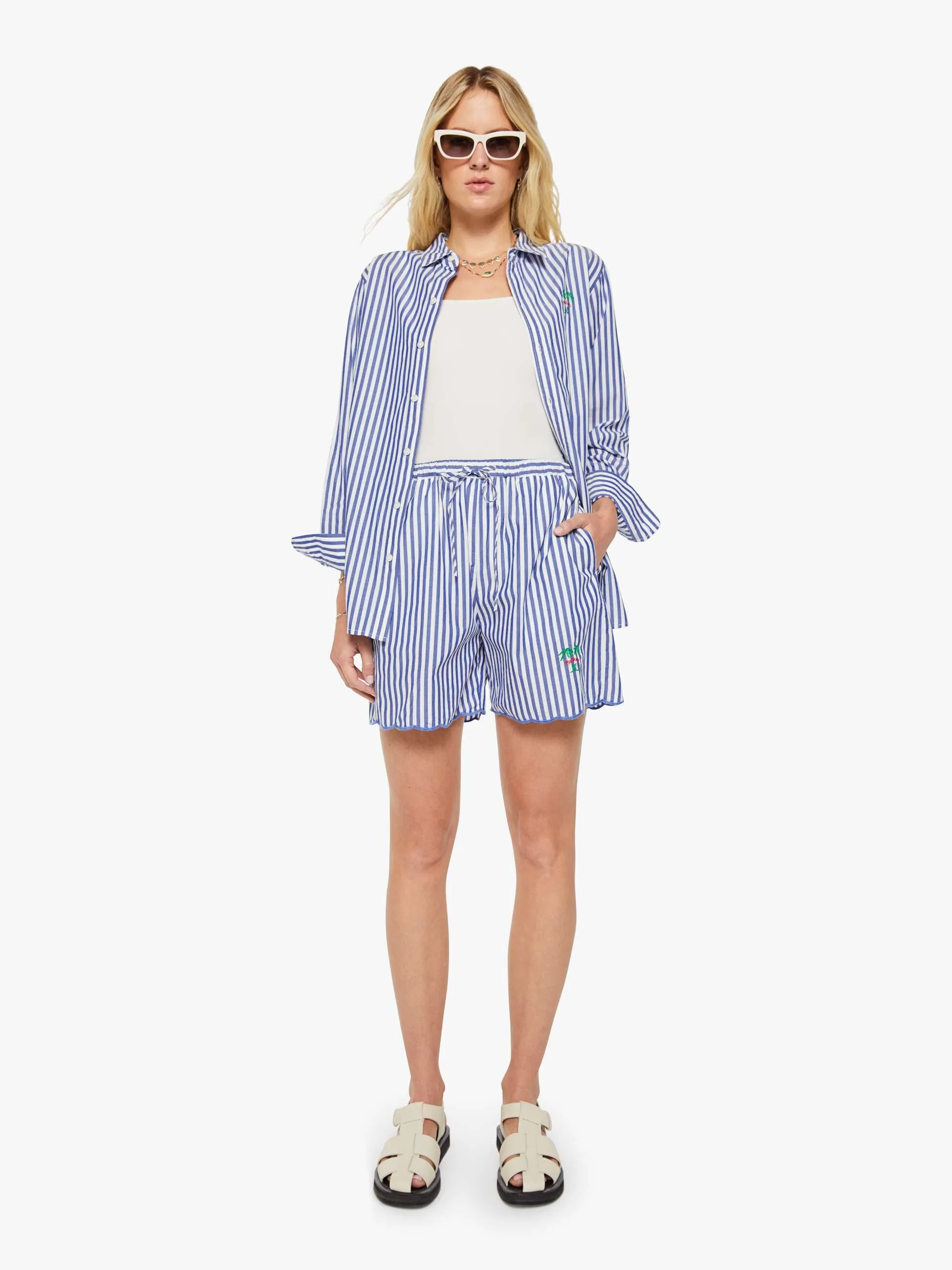 The Drawn Freeballer Short - White And Blue Stripe sold by MOTHER product image thumbnail 2
