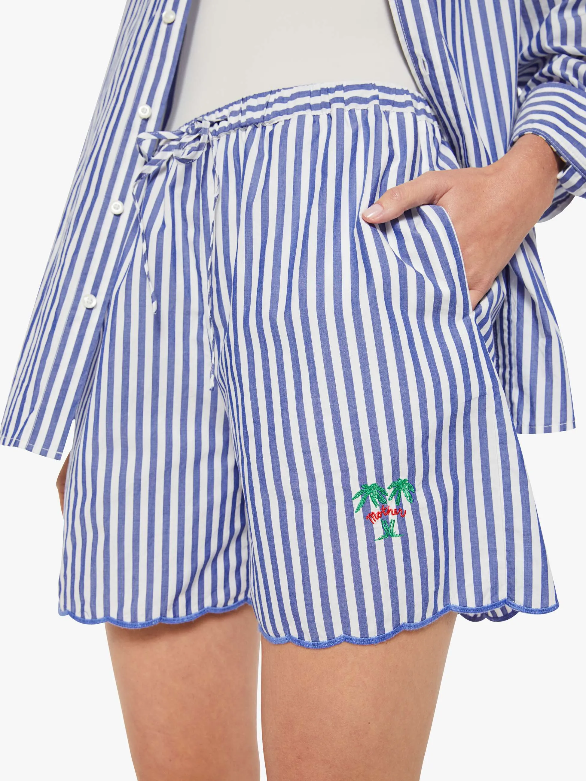 The Drawn Freeballer Short - White And Blue Stripe sold by MOTHER product image thumbnail 5