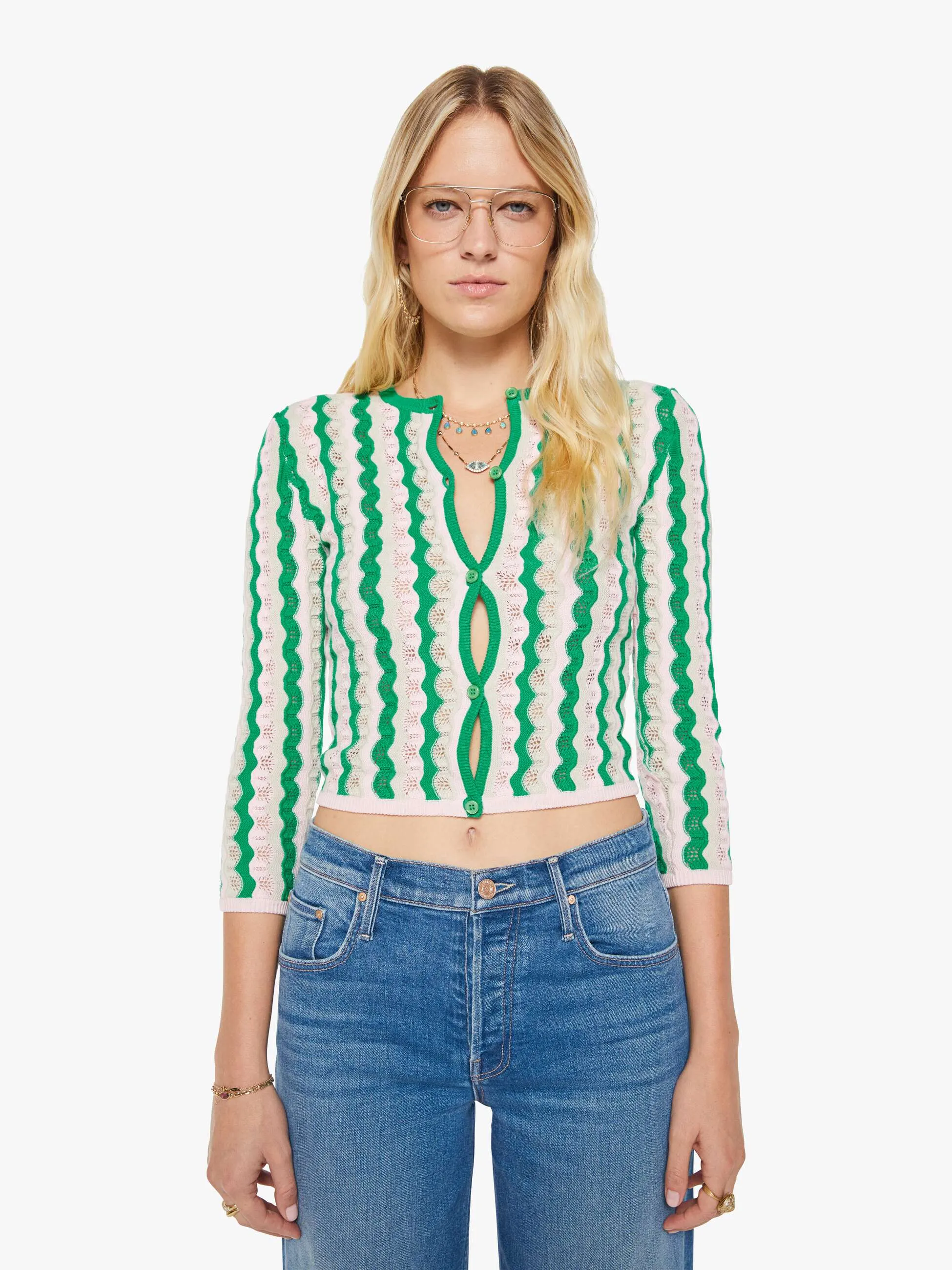 The Crew Neck Cardigan - Pointelle sold by MOTHER product image thumbnail 2